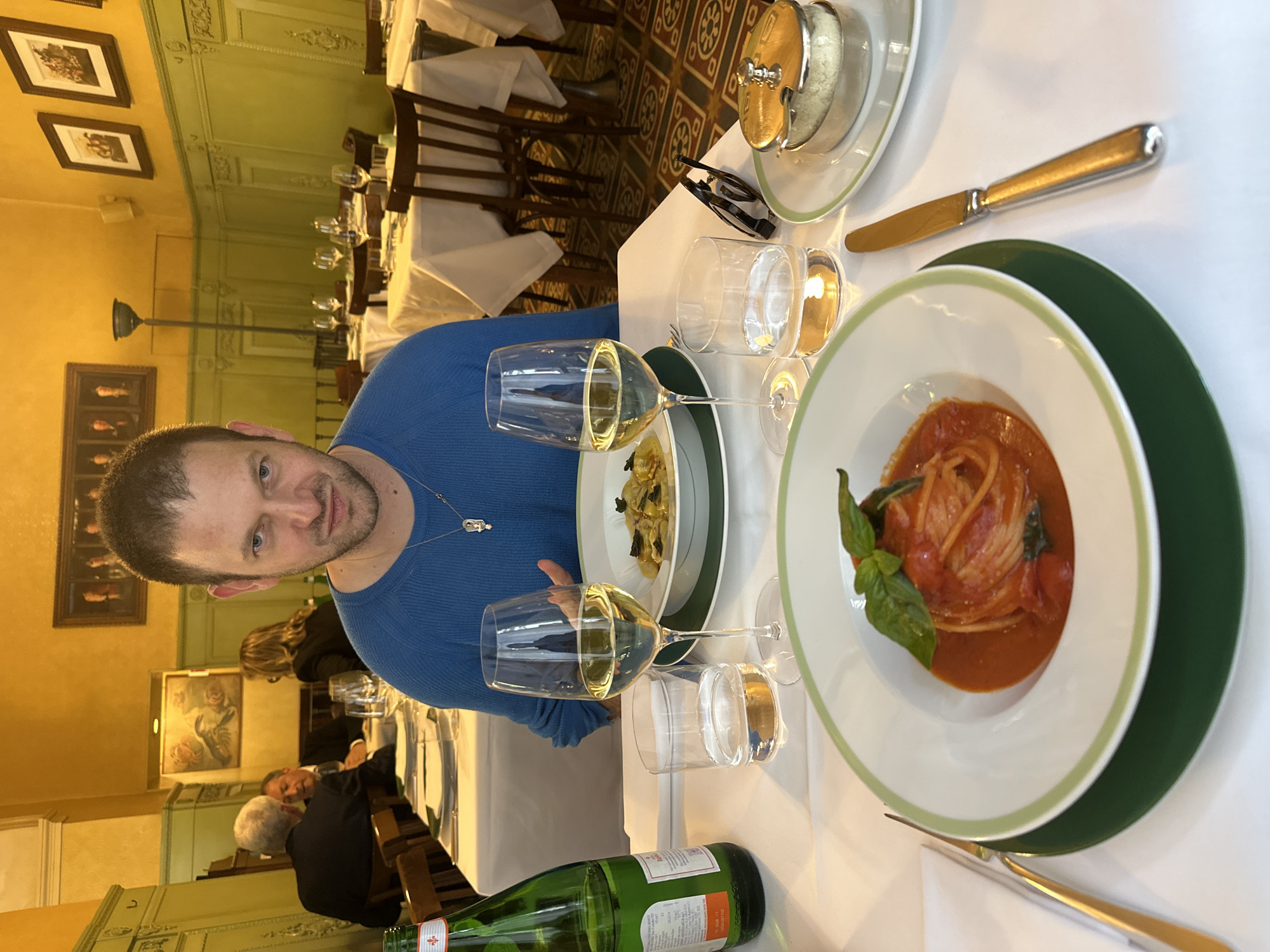 Traditional Italian lunch documented at Milan trattoria
