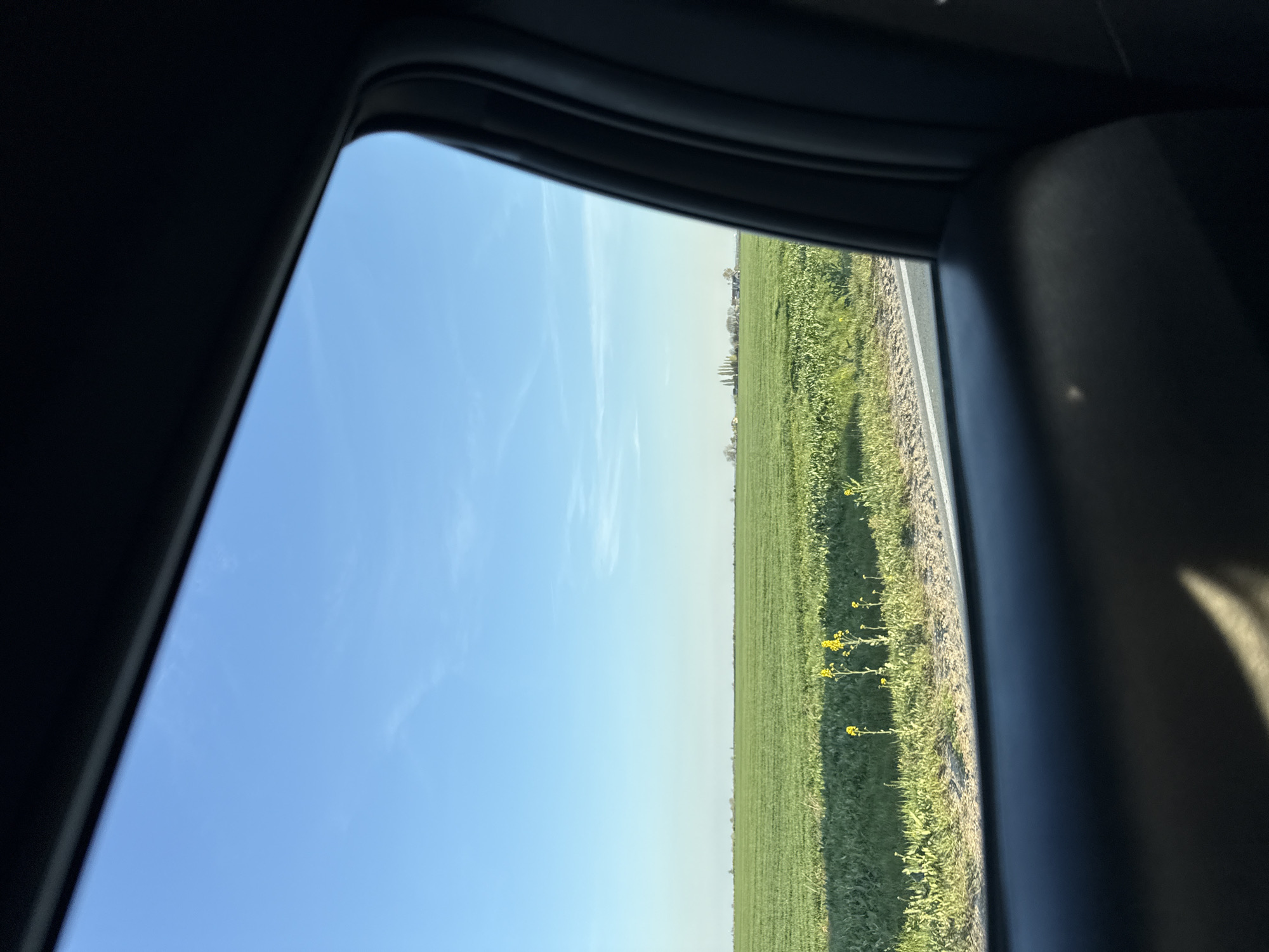 Vehicle passenger views rural farmland in Ruma Municipality, Serbia