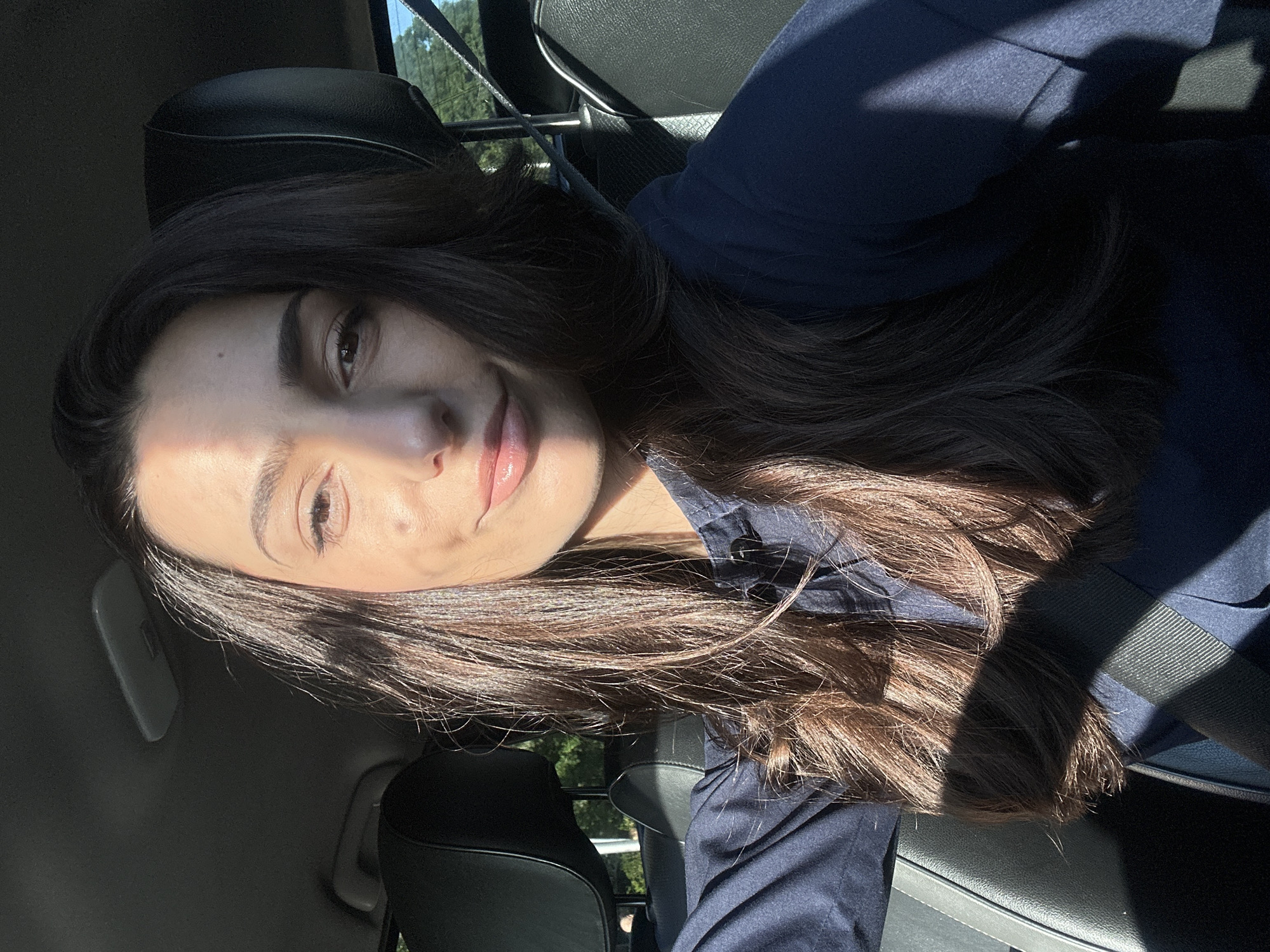 Woman photographed in car during afternoon in Burgas