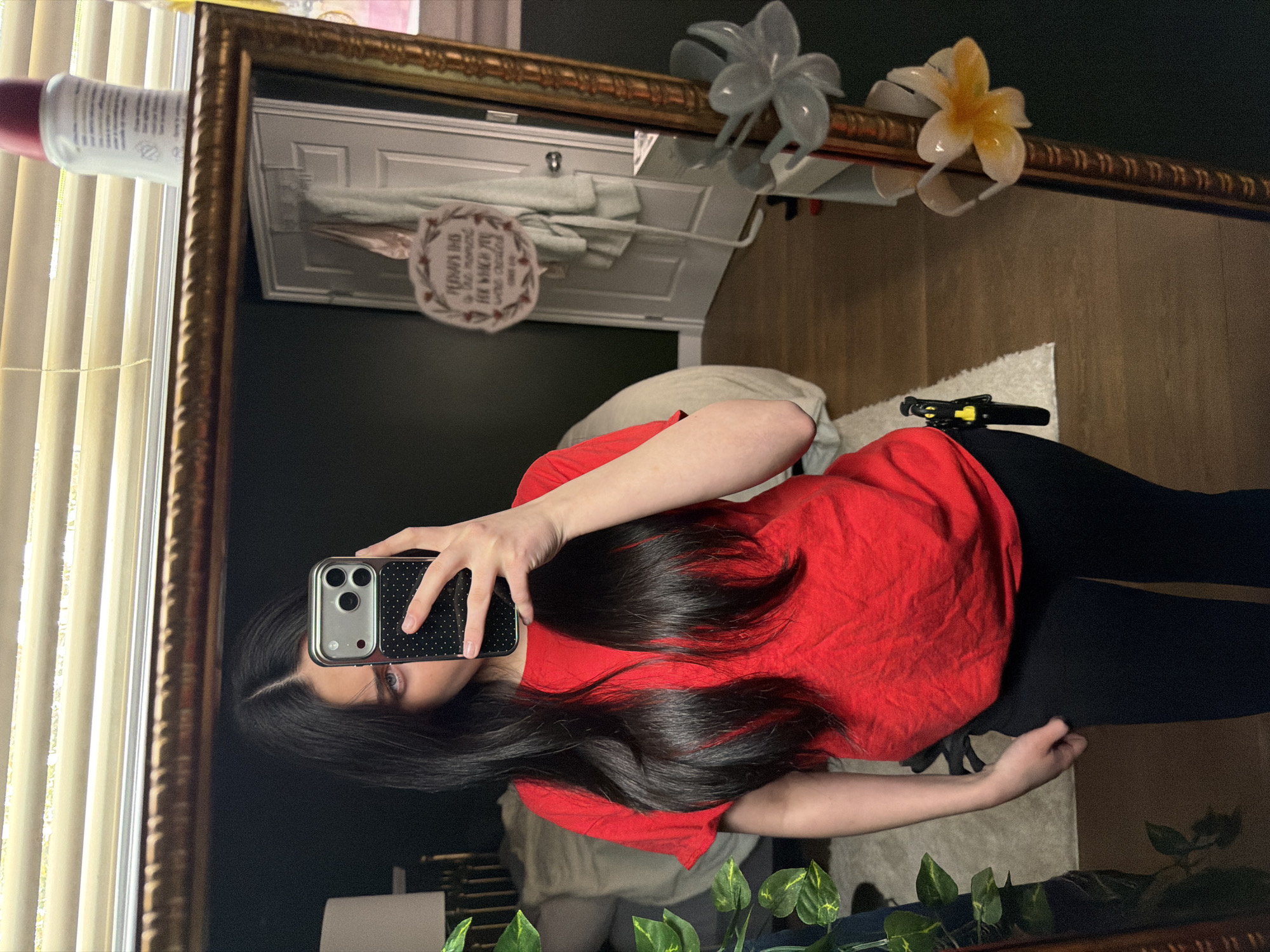 Evening at home in Leduc: bedroom selfies and a BMW in the driveway