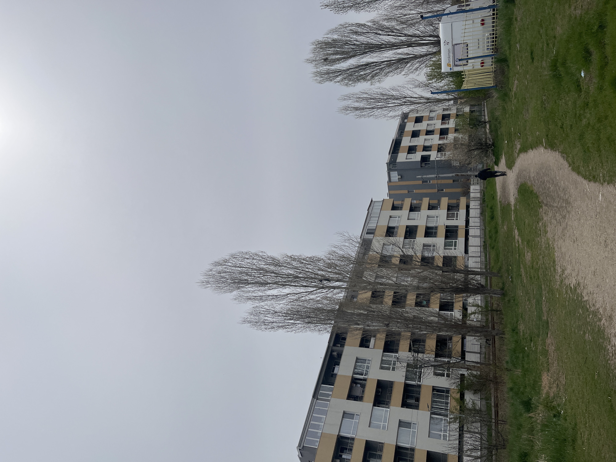 Pedestrian documents routine walk through Sofia residential district