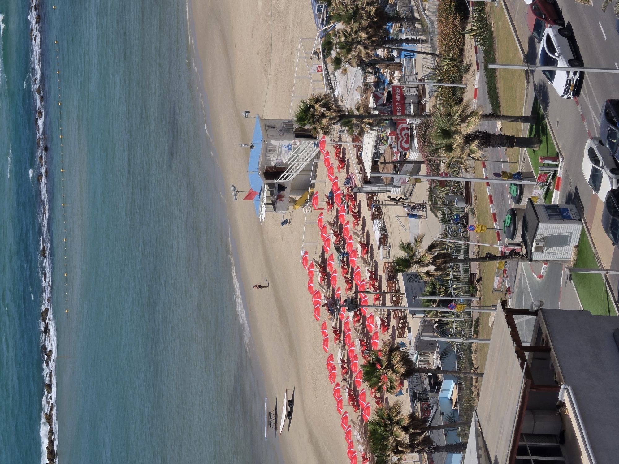 Aerial footage captures calm Mediterranean coastline in Bat Yam
