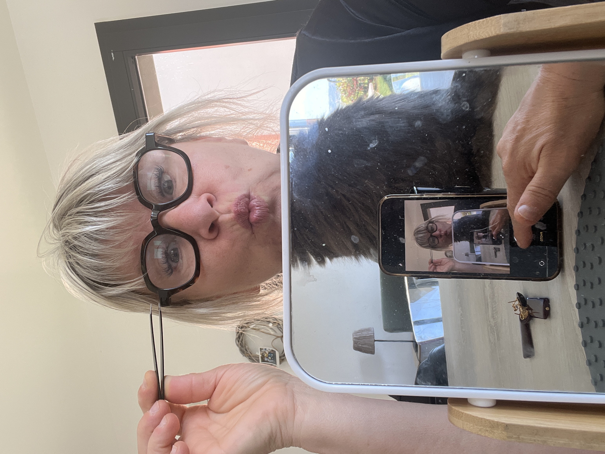 Morning selfie routine documented in French village