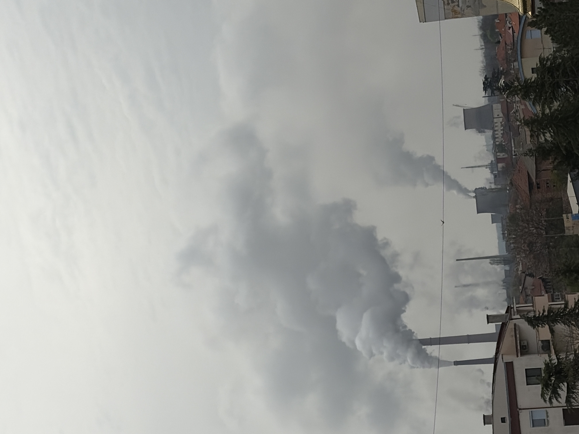 Industrial pollution observed in Dimitrovgrad, Bulgaria cityscape
