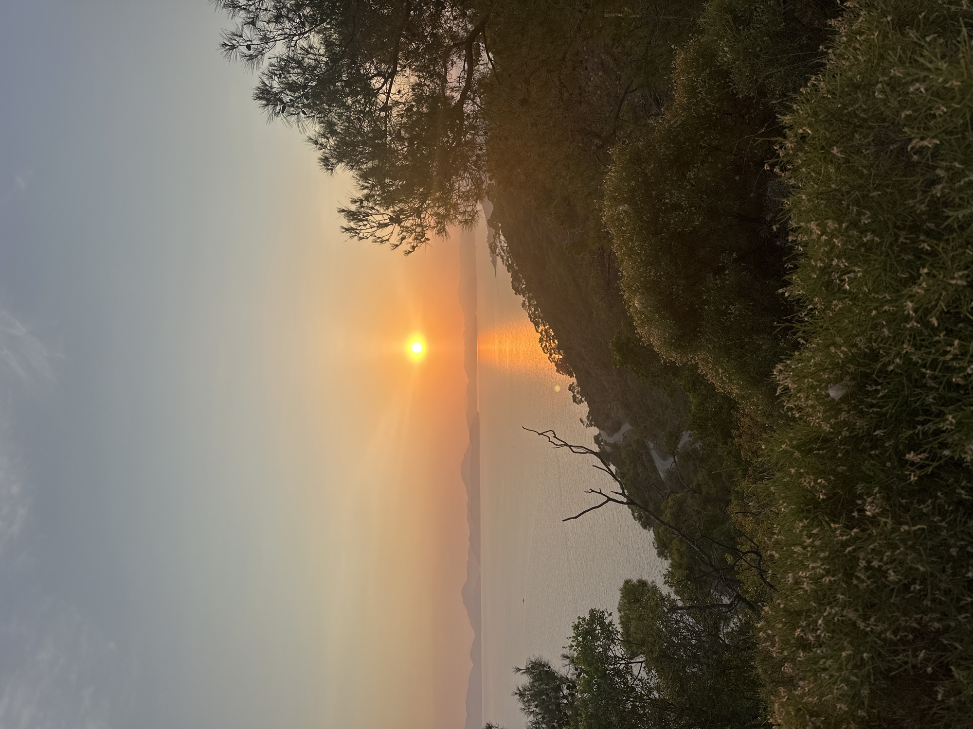 Sunset documented over Mediterranean from Fethiye hillside, Turkey