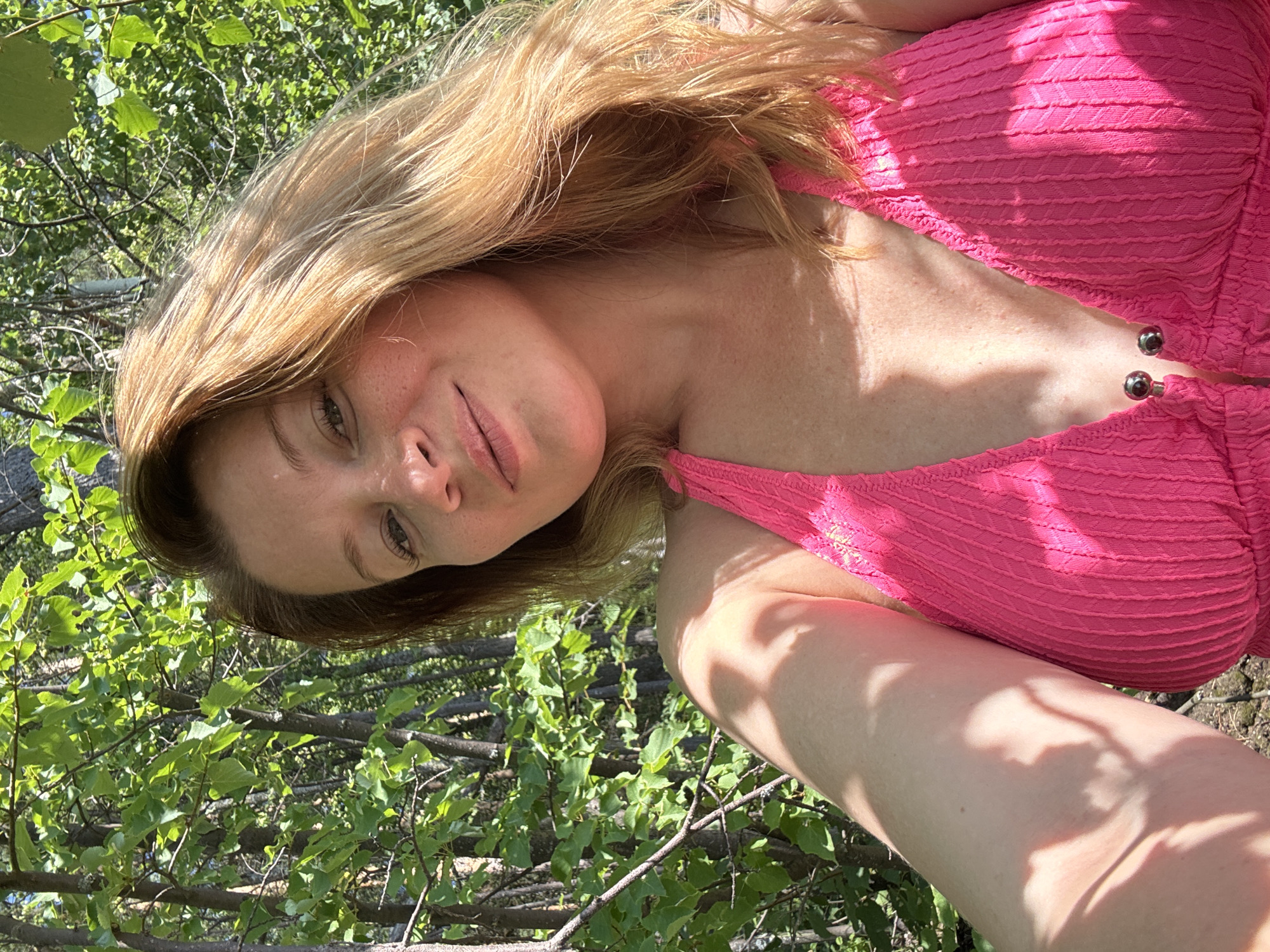 Selfie session by the water in Chaikovsky on a sunny day