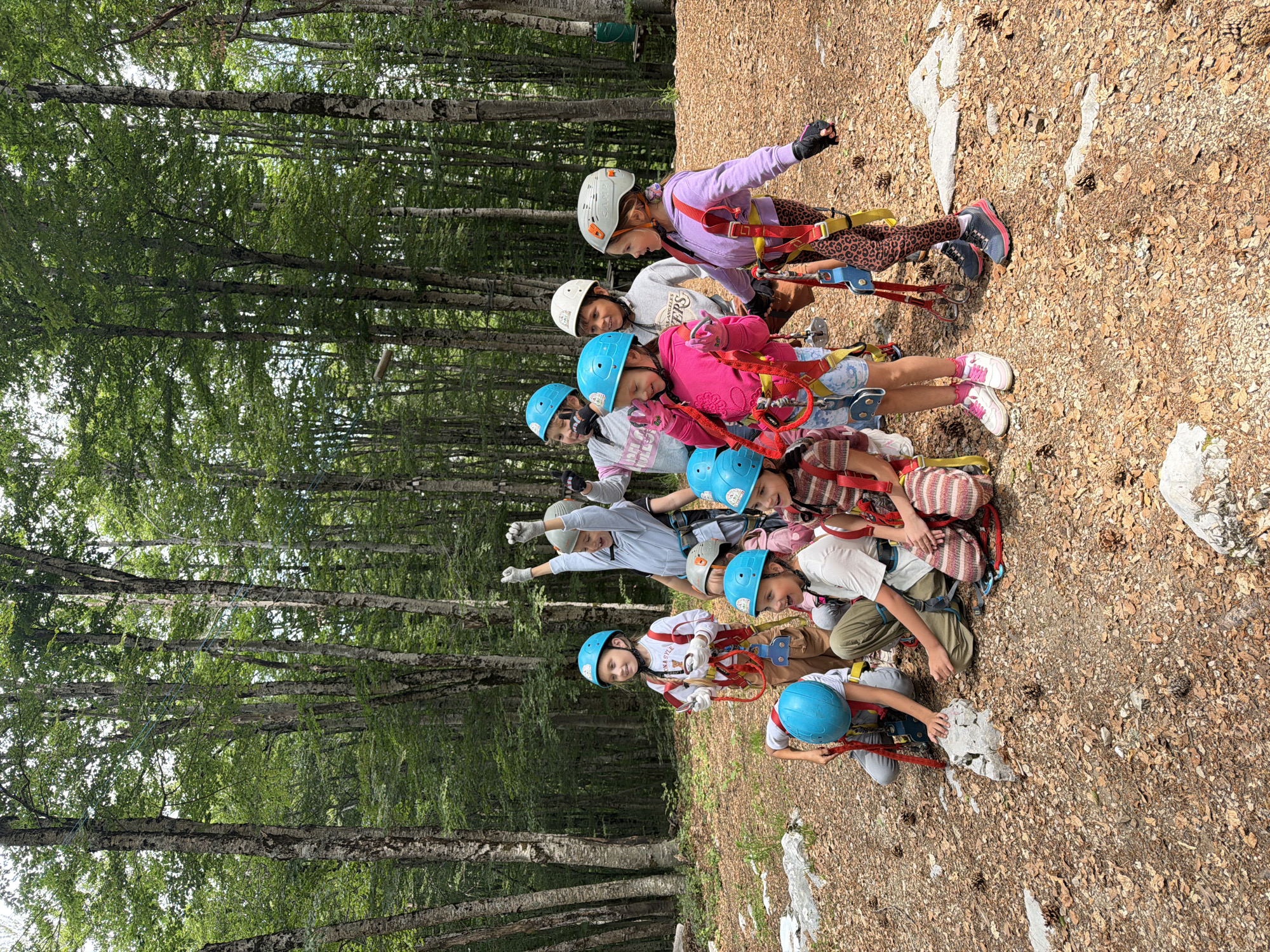 Children enjoy adventure park activities in Montenegro forest