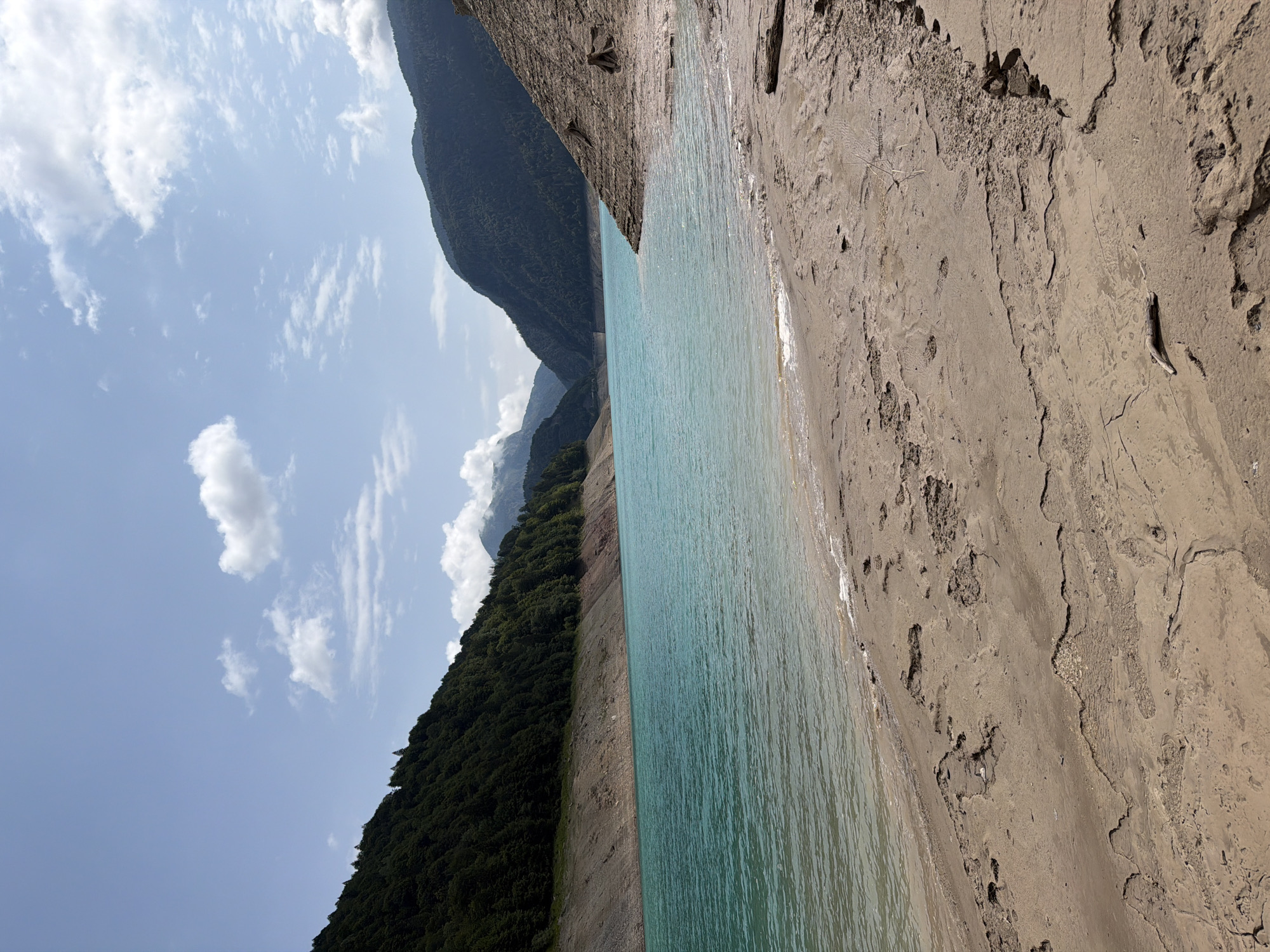 Lago di Sauris at low water, Carnic Alps summer visit
