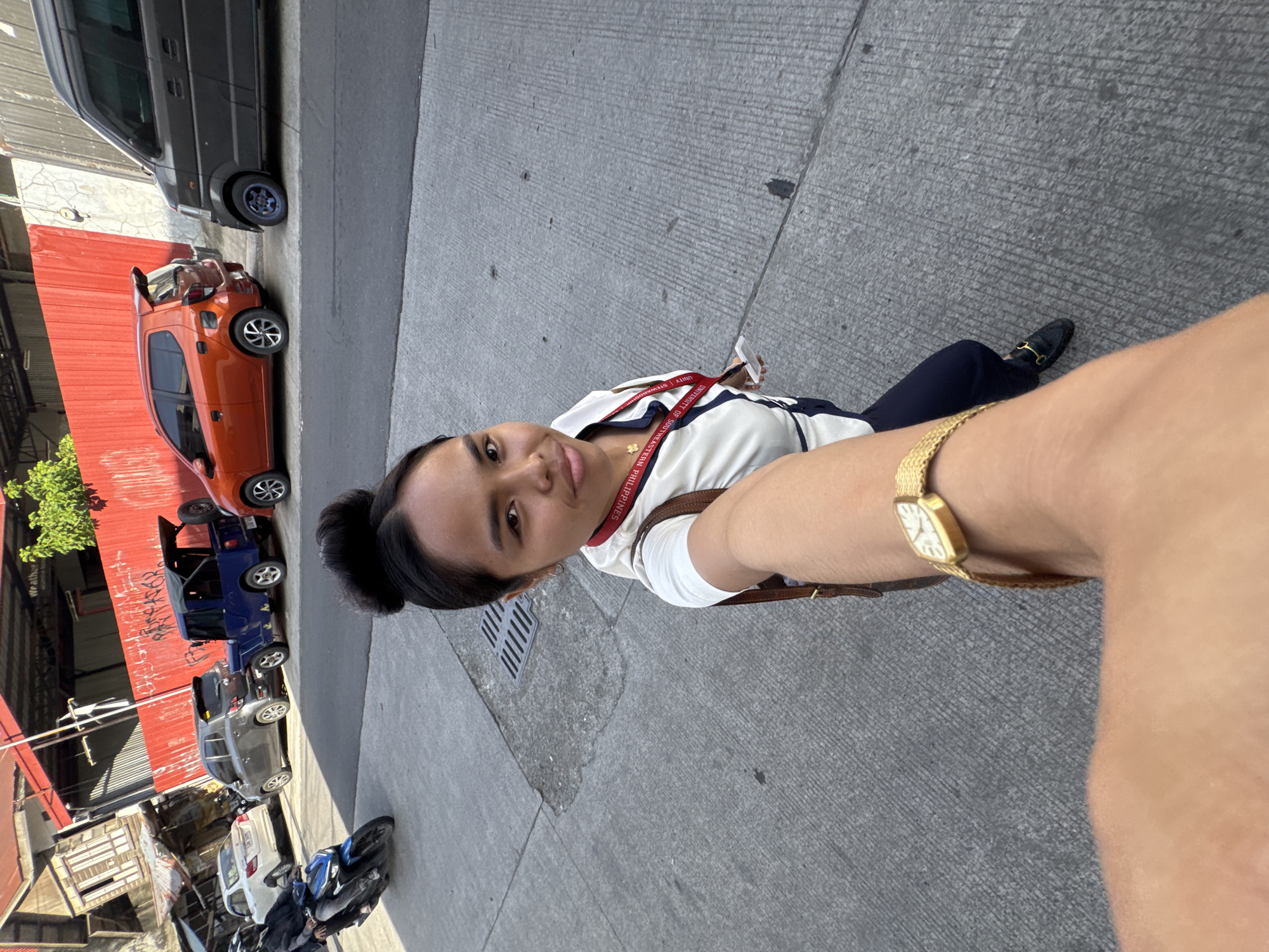 USEP student in uniform, selfies and street scenes in Davao City