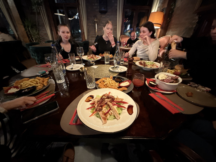 Evening social gathering at restaurant in Cuprija, Serbia