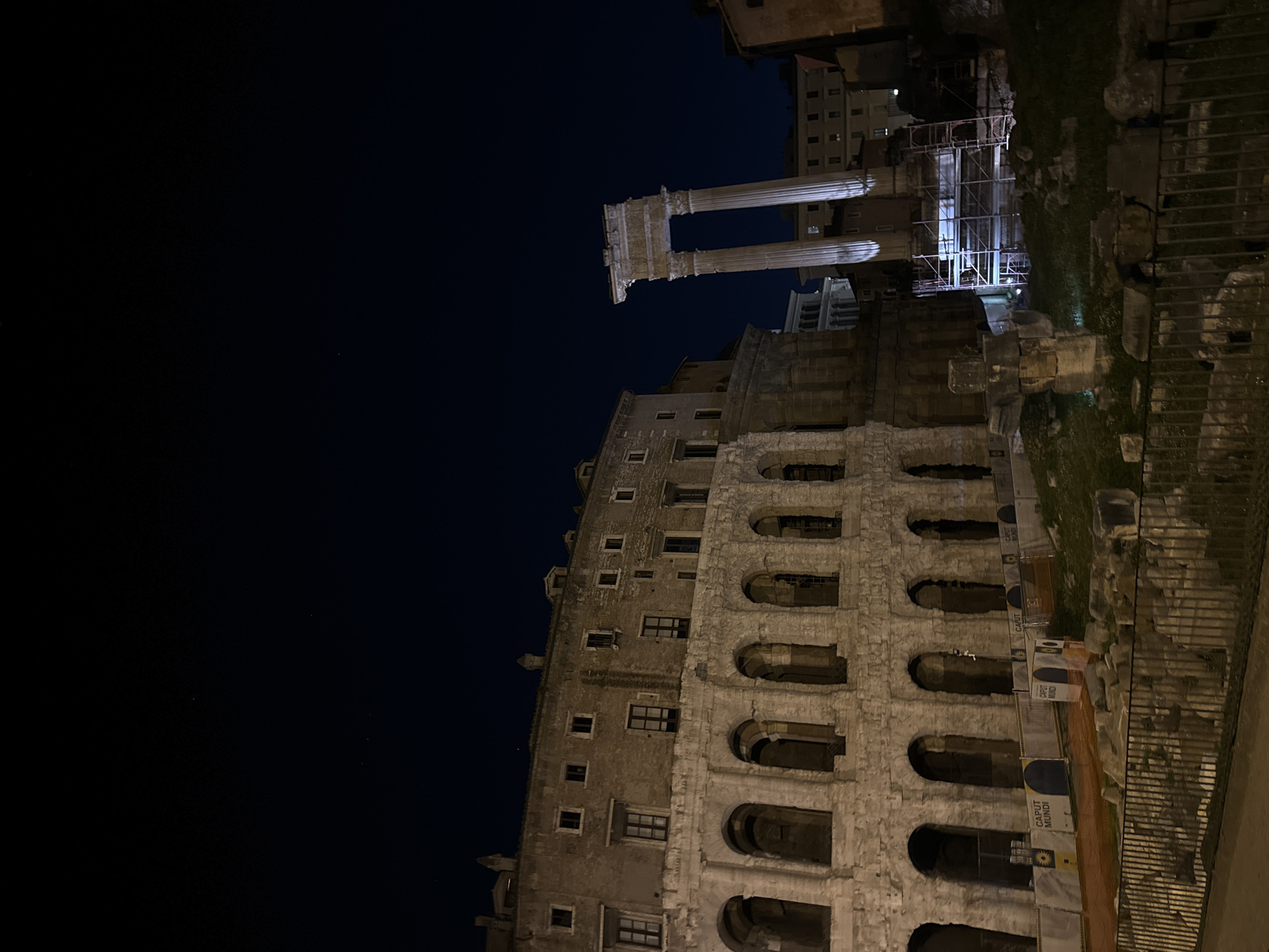 Ancient Roman Theatre of Marcellus illuminated at night