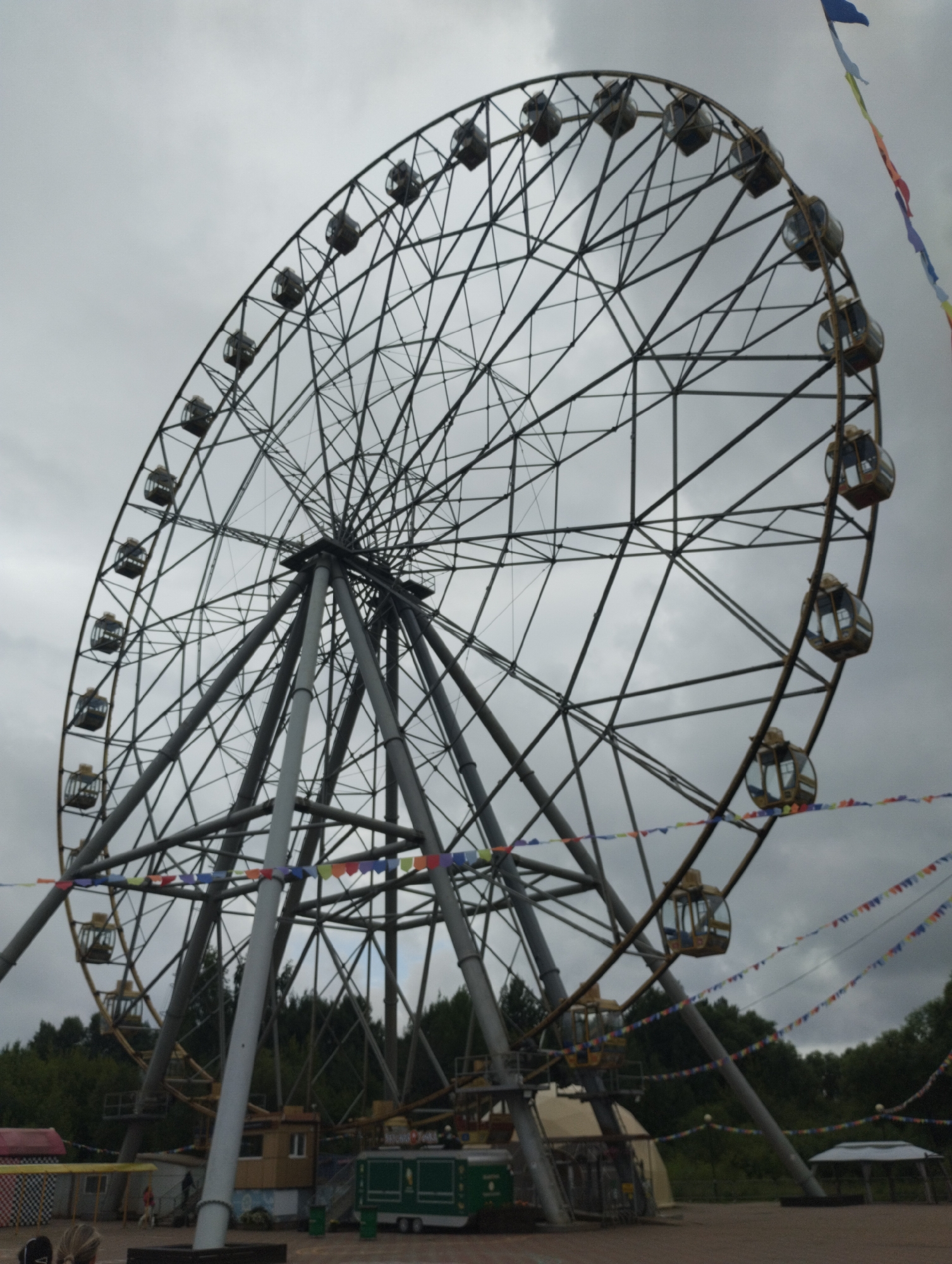 Morning stroll through a city park and fairground area