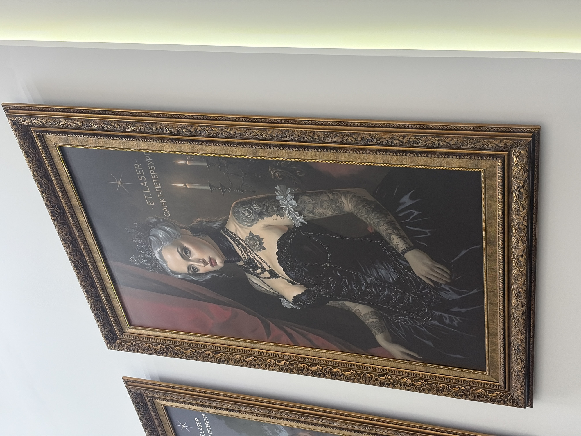 Framed paintings documented on wall in Saint Petersburg