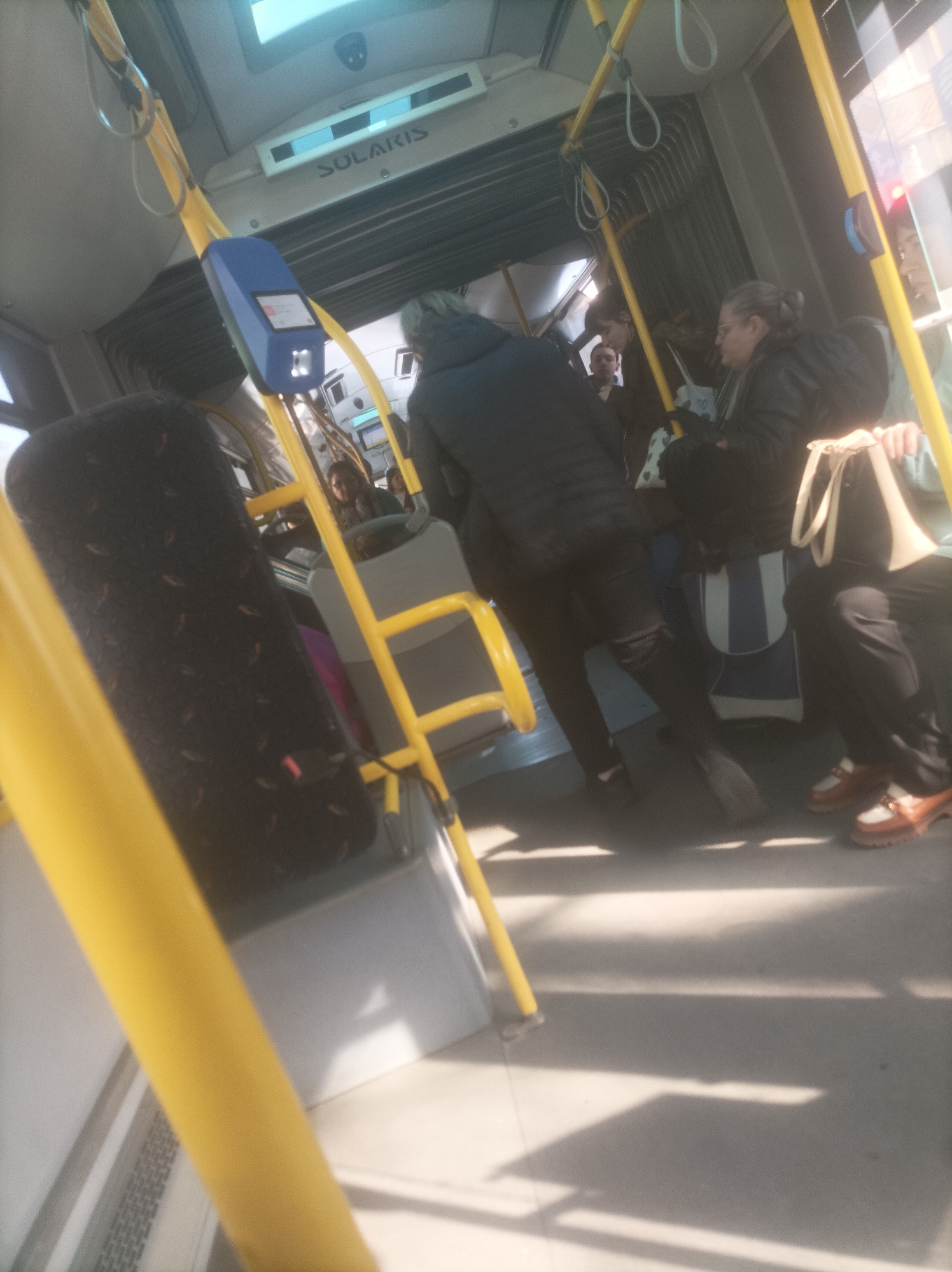 Morning commute fills Solaris bus in Burgas, Bulgaria