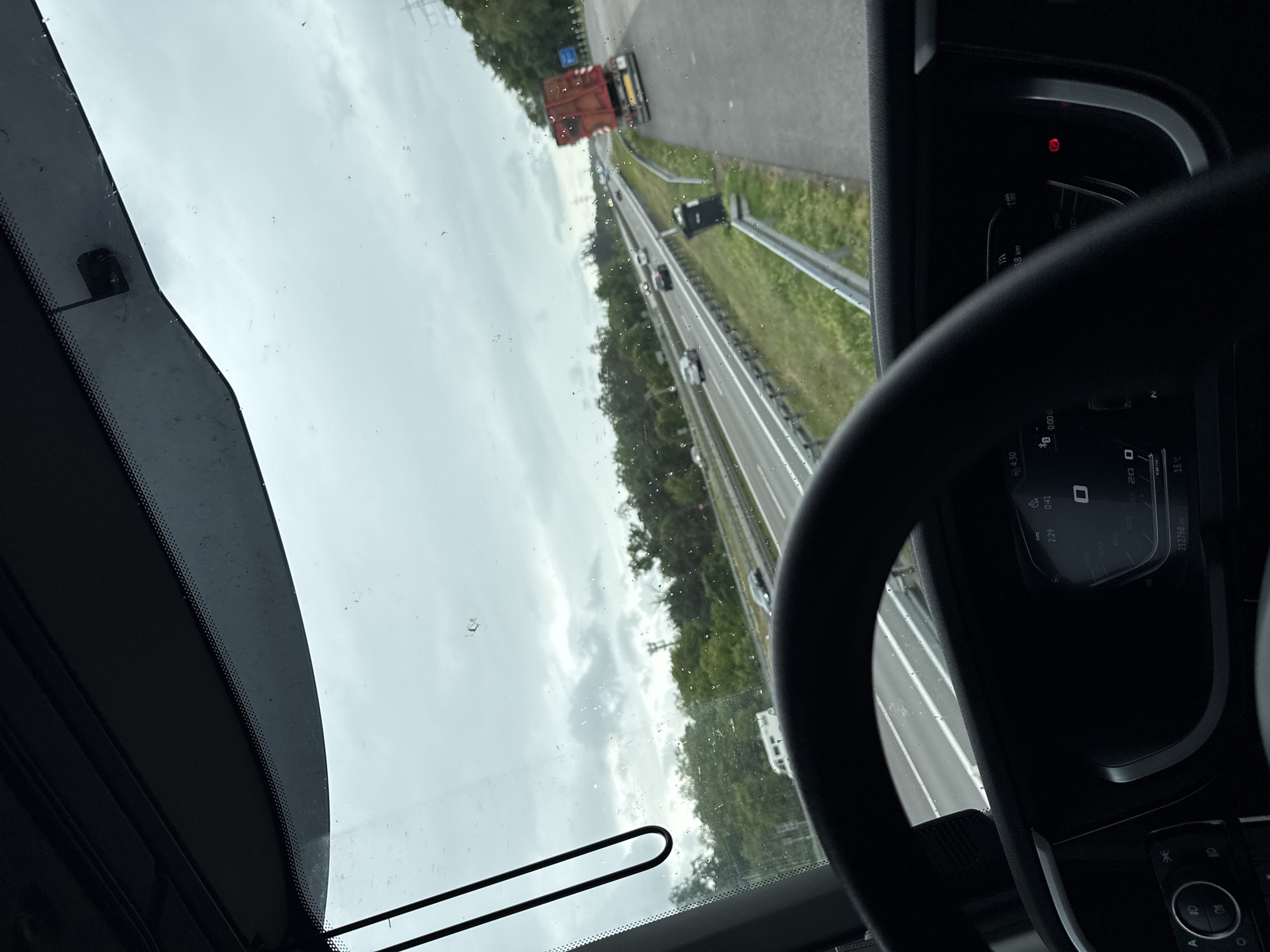 Highway traffic observed from vehicle in Sandhausen, Germany
