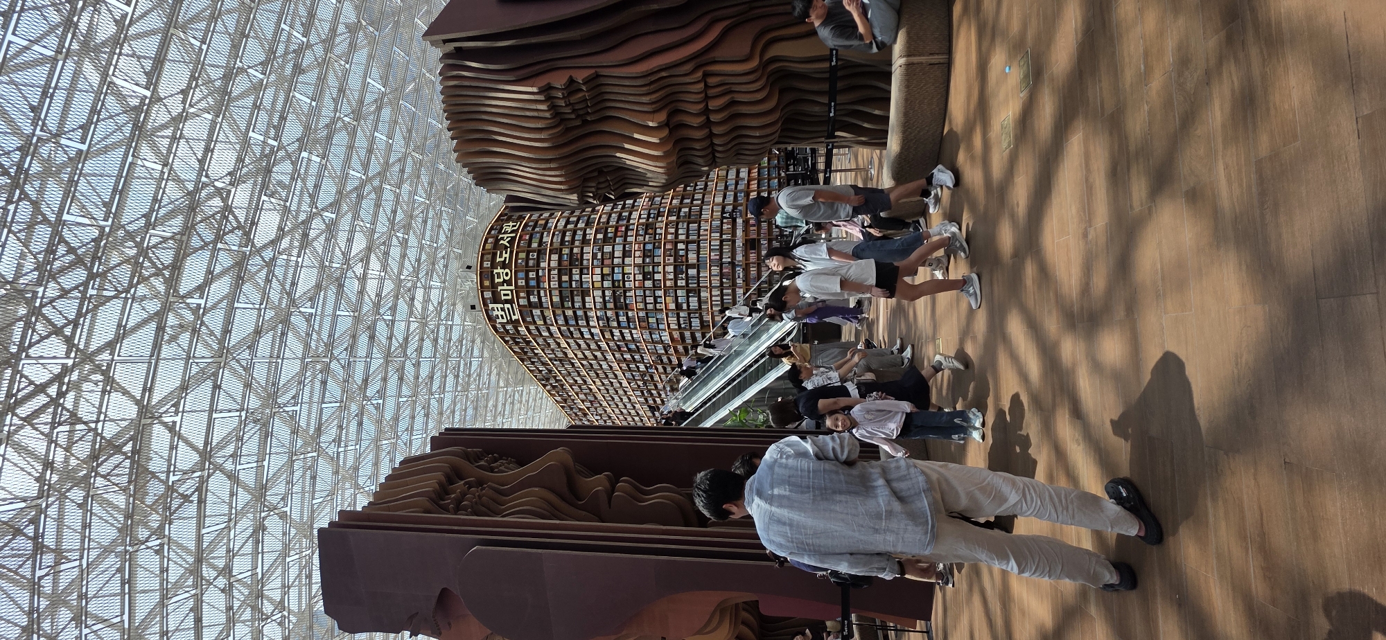 Inside Starfield Library's towering open stacks at COEX Mall
