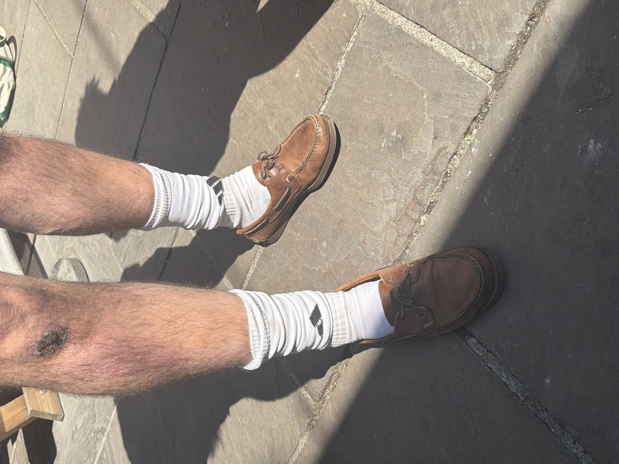 Men gather for casual afternoon at London pub garden