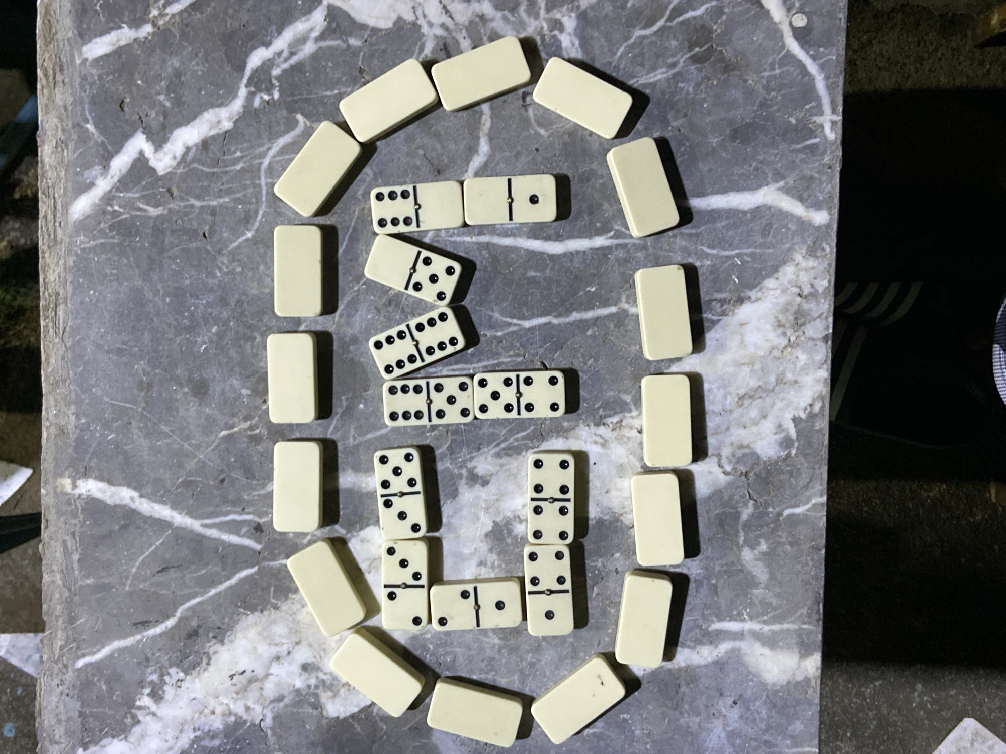 Dominoes arranged in decorative patterns in Venezuela