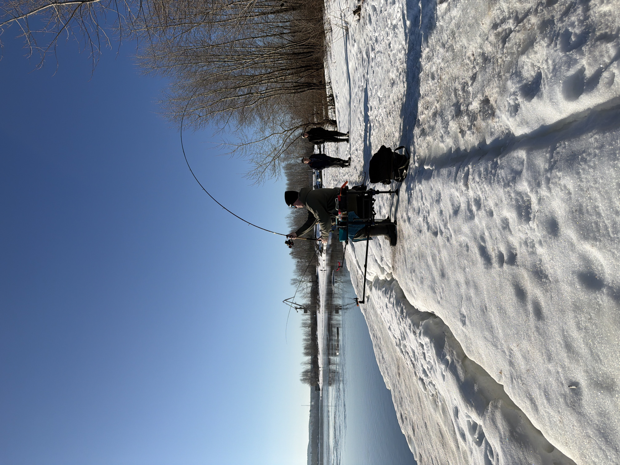 Ice fishing group spotted near Noviy, Russia