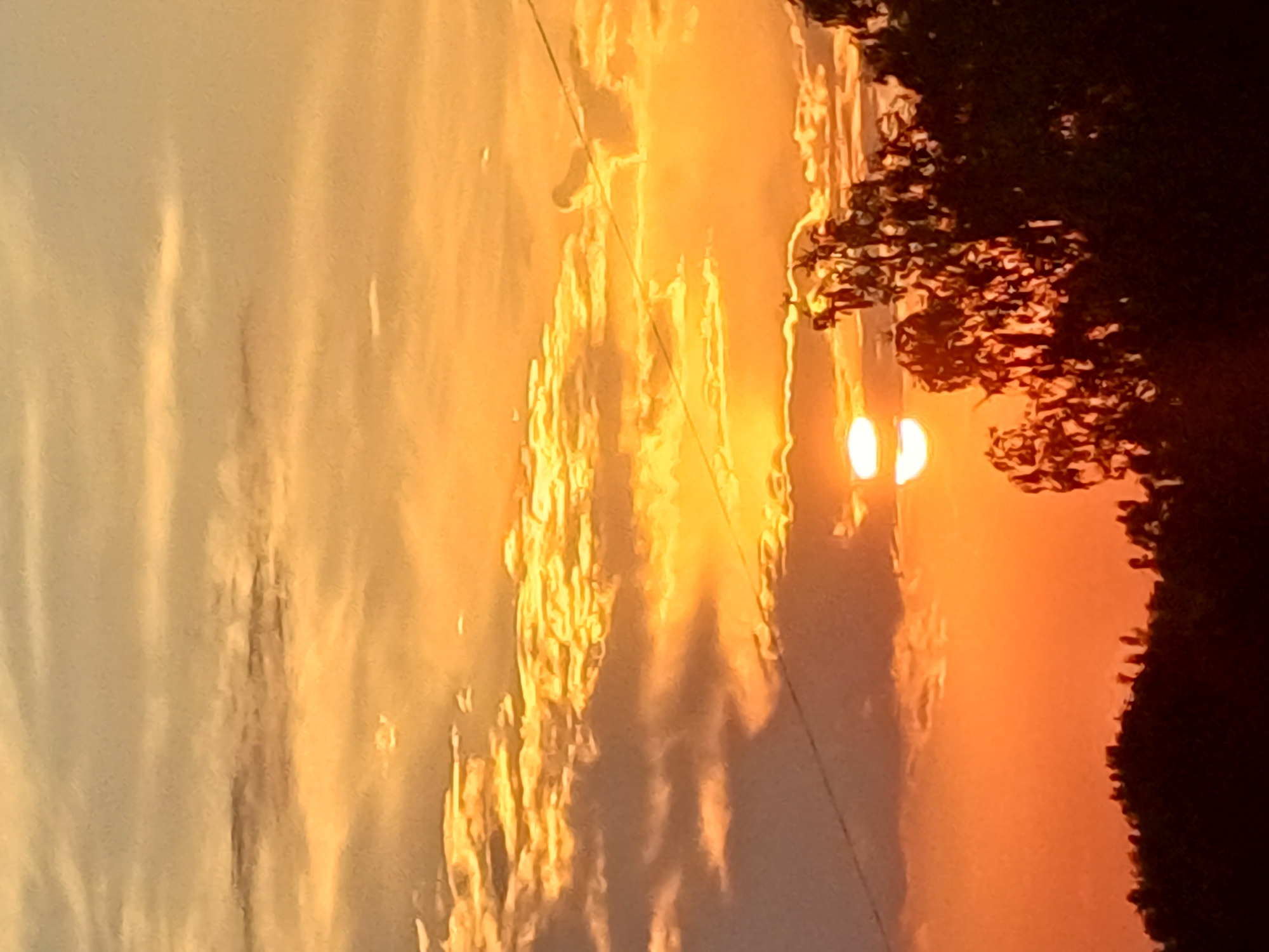 Warm summer sunset over Riga's suburban treeline