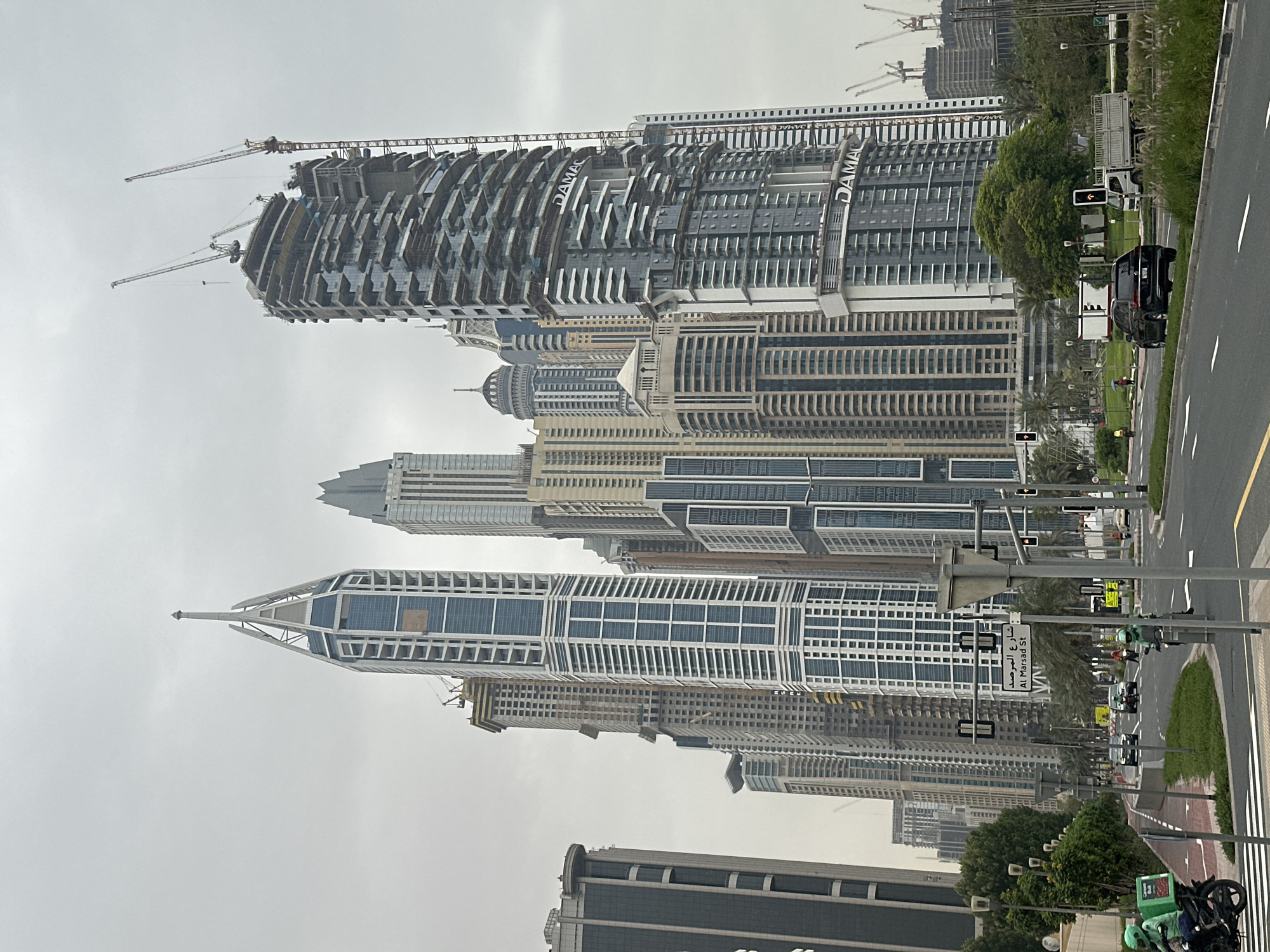Dubai street views show skyscrapers and bike path infrastructure