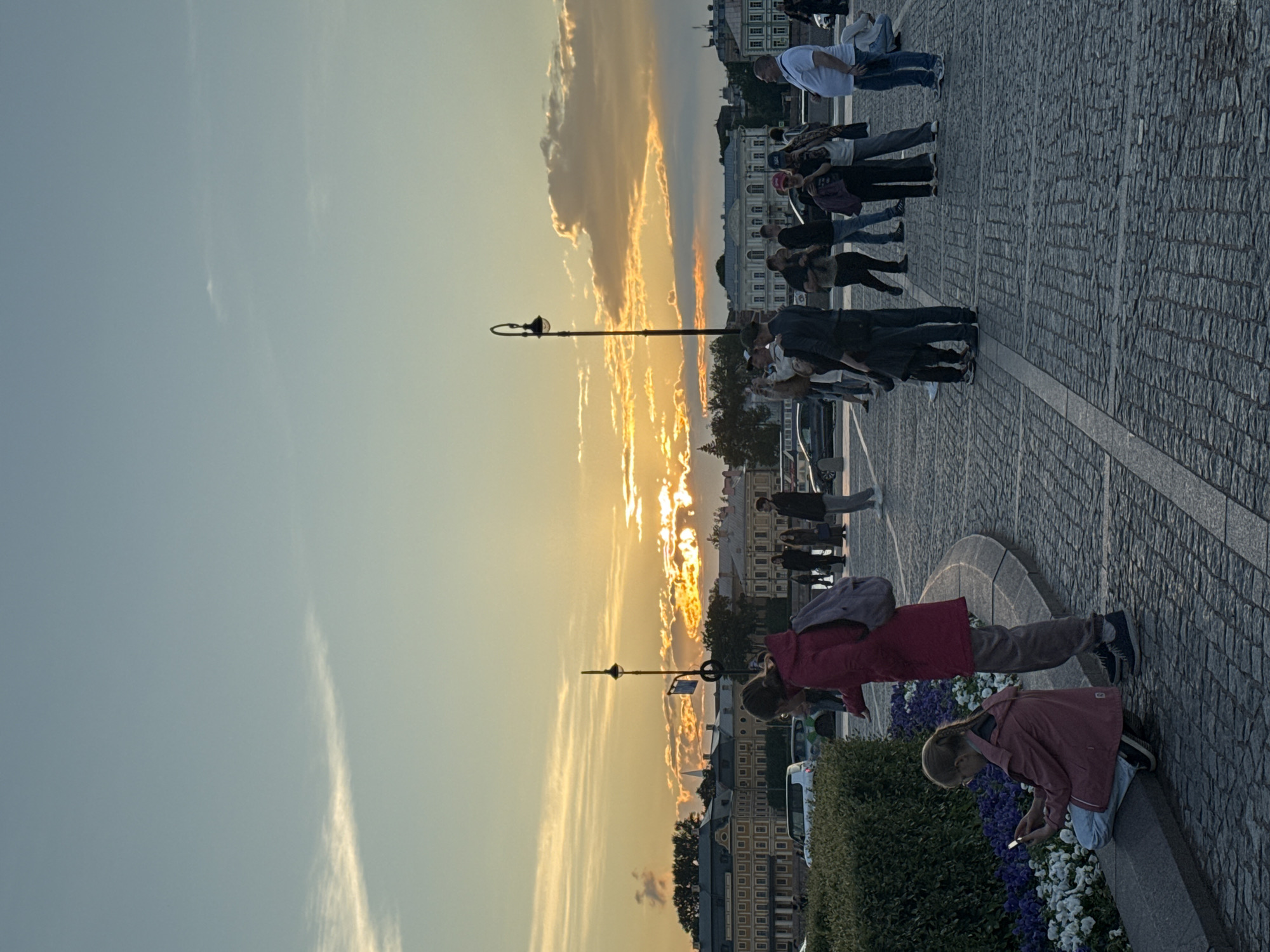 Saint Petersburg's historic waterfront at golden hour