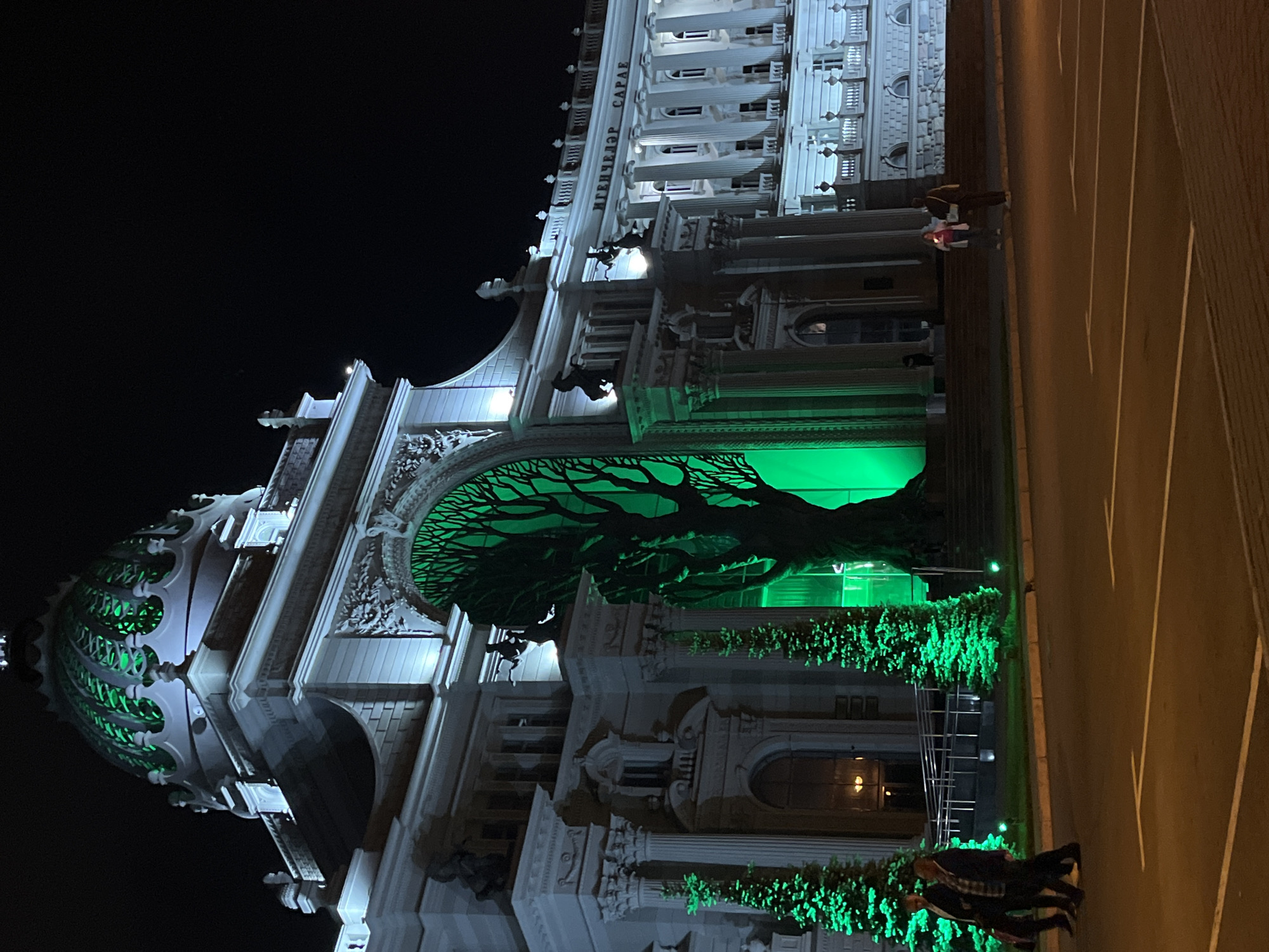 Evening illumination captured at Palace of Farmers, Kazan