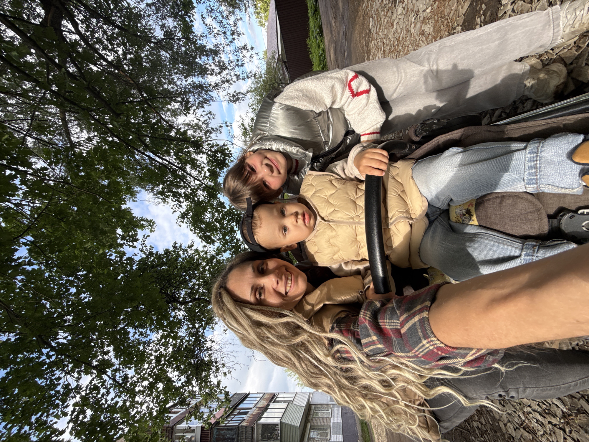 Mother and toddler spend afternoon in Rusanovo, Russia