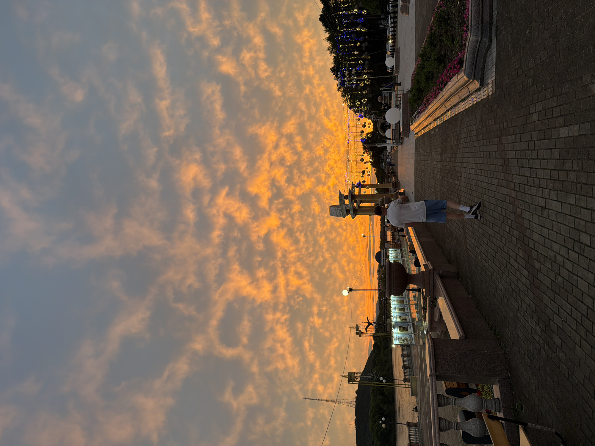 Sunset evening along Birobidzhan's Amur River embankment