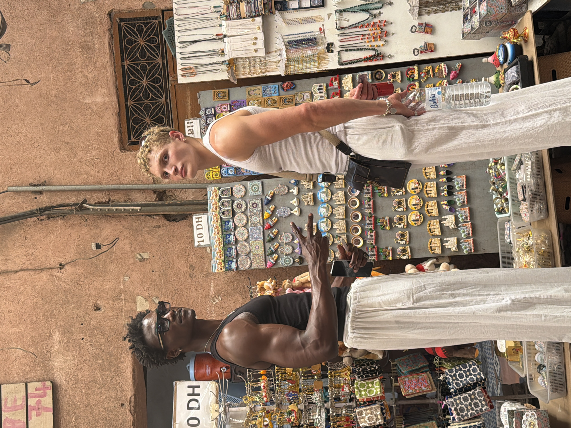 Casual moment in the Marrakesh medina's market alleyways