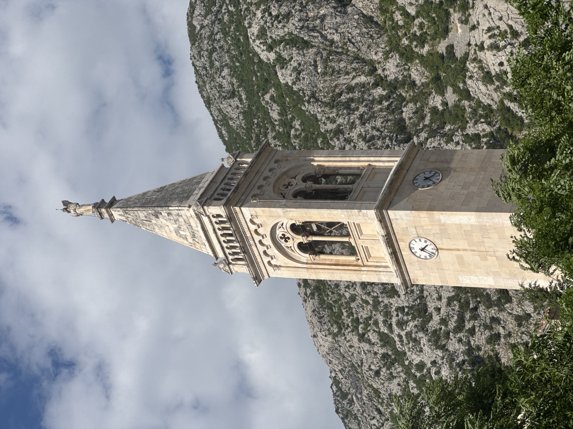 Saint Eustachius clock tower photographed in Dobrota, Montenegro