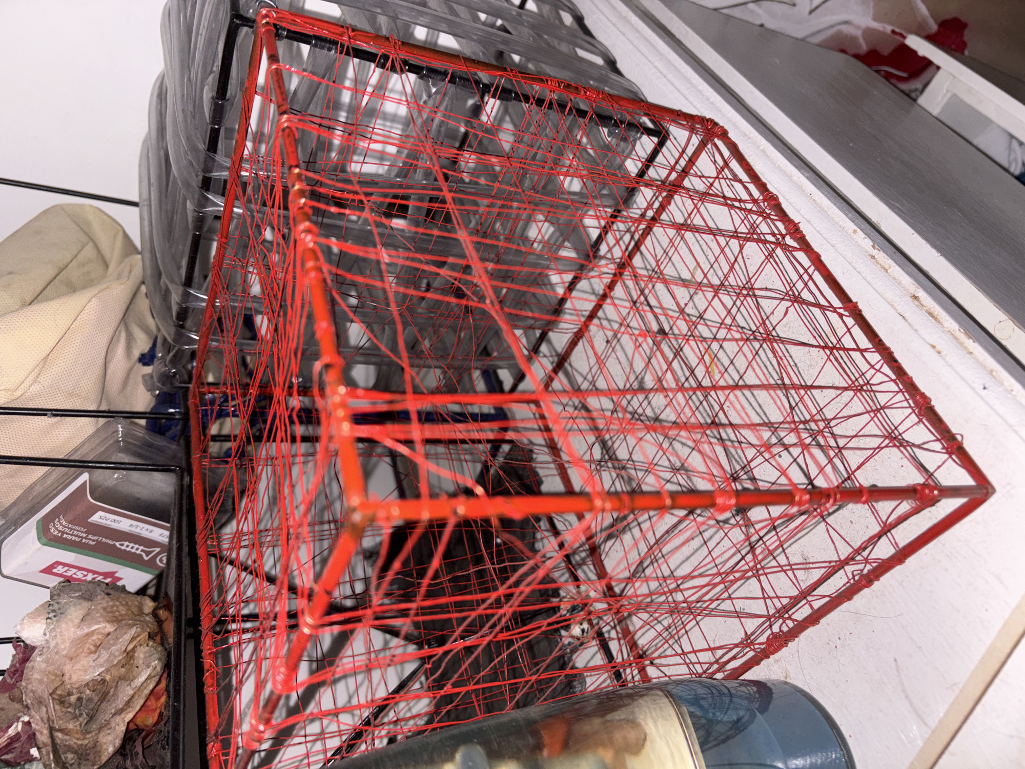 Red wireframe pyramid object spotted in Mexico City indoor location