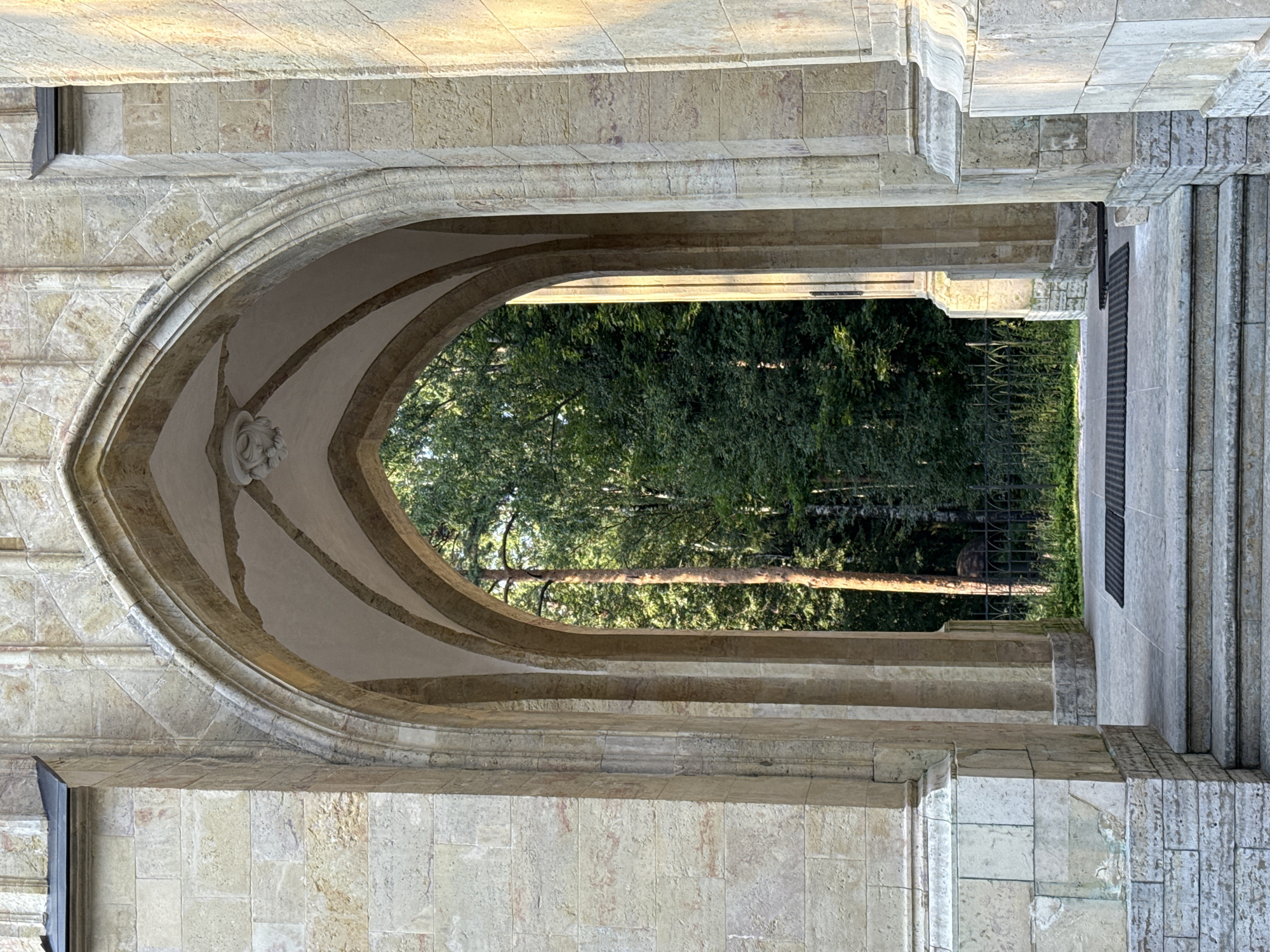 Gothic Revival church details in Pargolovo on a clear summer day