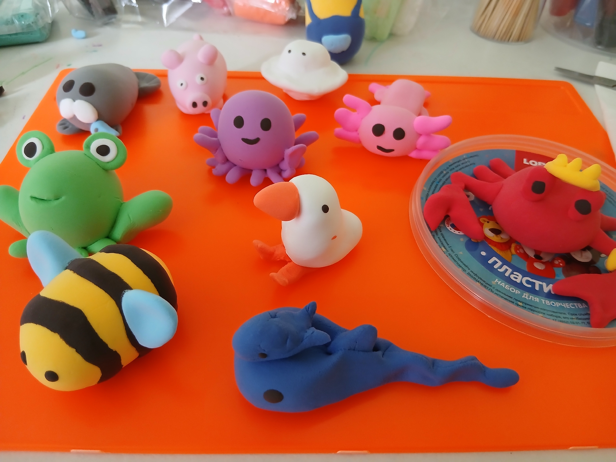 Children's Clay Crafting Session Features Colorful Animal Figures
