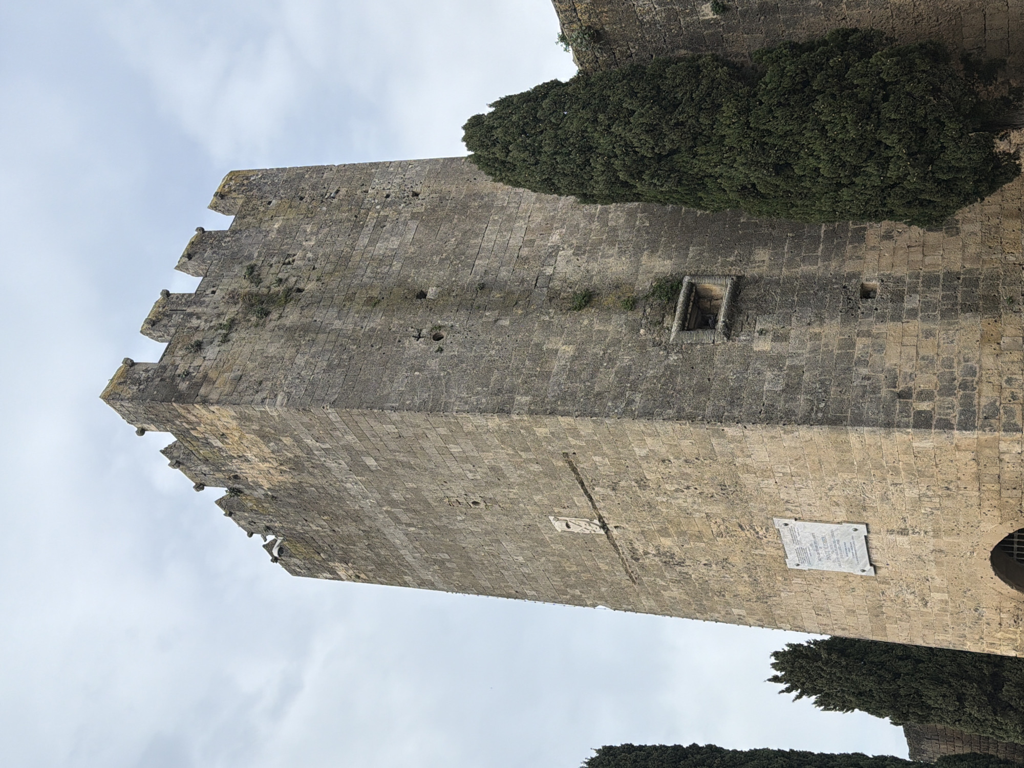 Medieval stone tower observed in Tarquinia, Italy