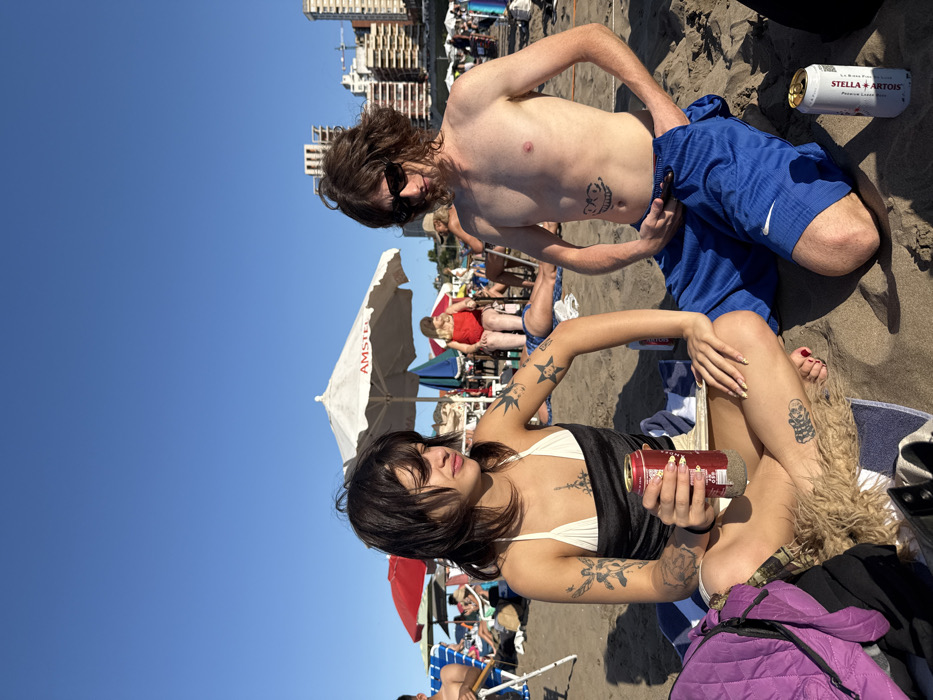 Crowded sunny beach day captured in Mar del Plata Argentina