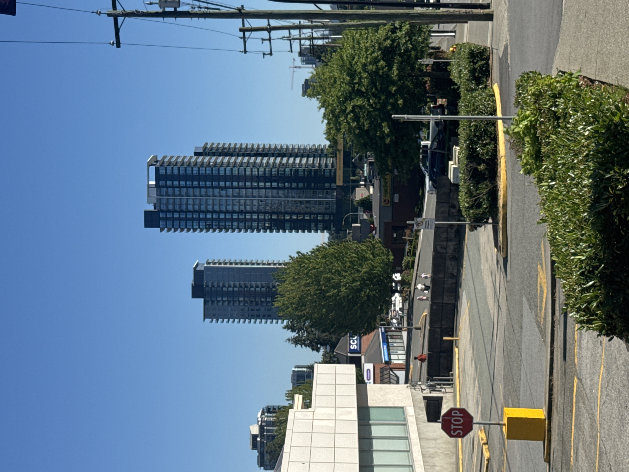 Burnaby's Lougheed corridor on a clear afternoon, SkyTrain above traffic
