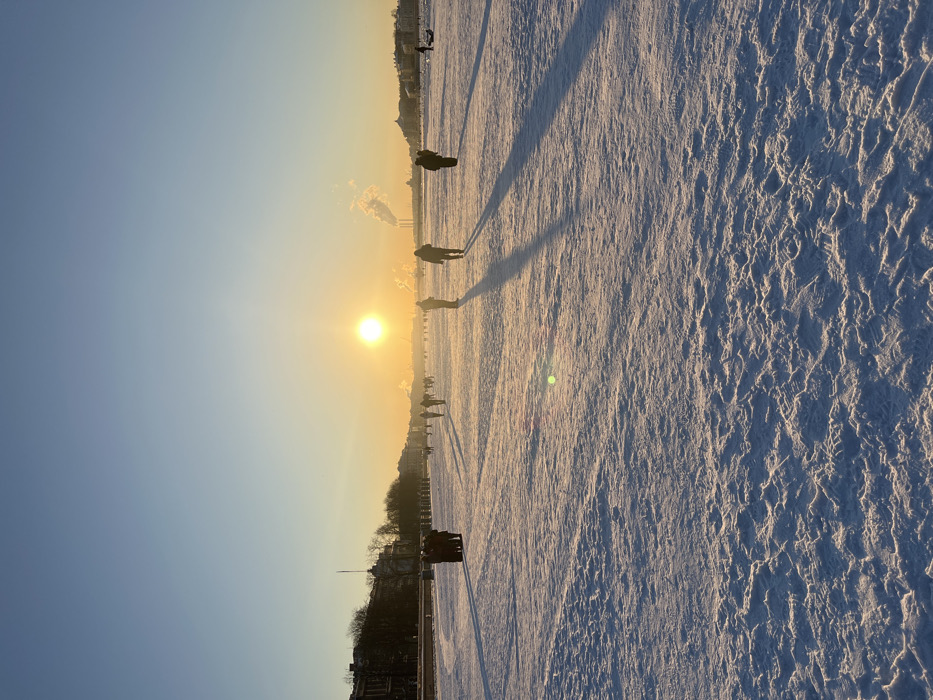 Winter activities flourish on frozen Neva River in Saint Petersburg