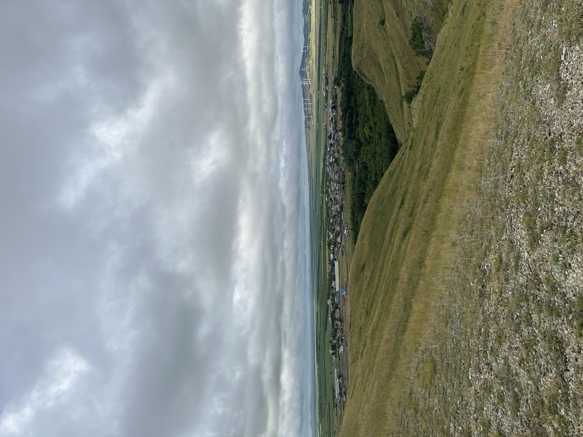 Sweeping steppe hills and wildflowers outside Kokshetau, Kazakhstan