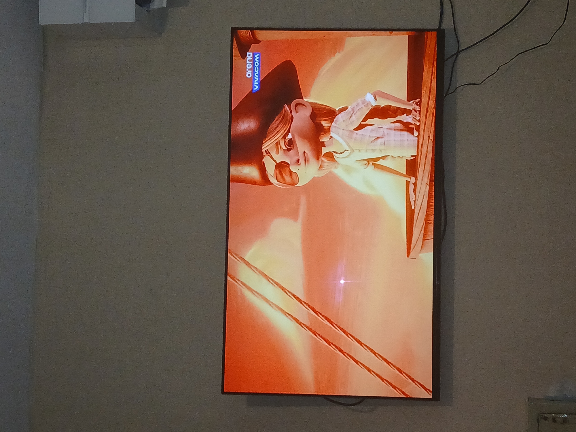 Television displays cartoon character in Bulgarian home