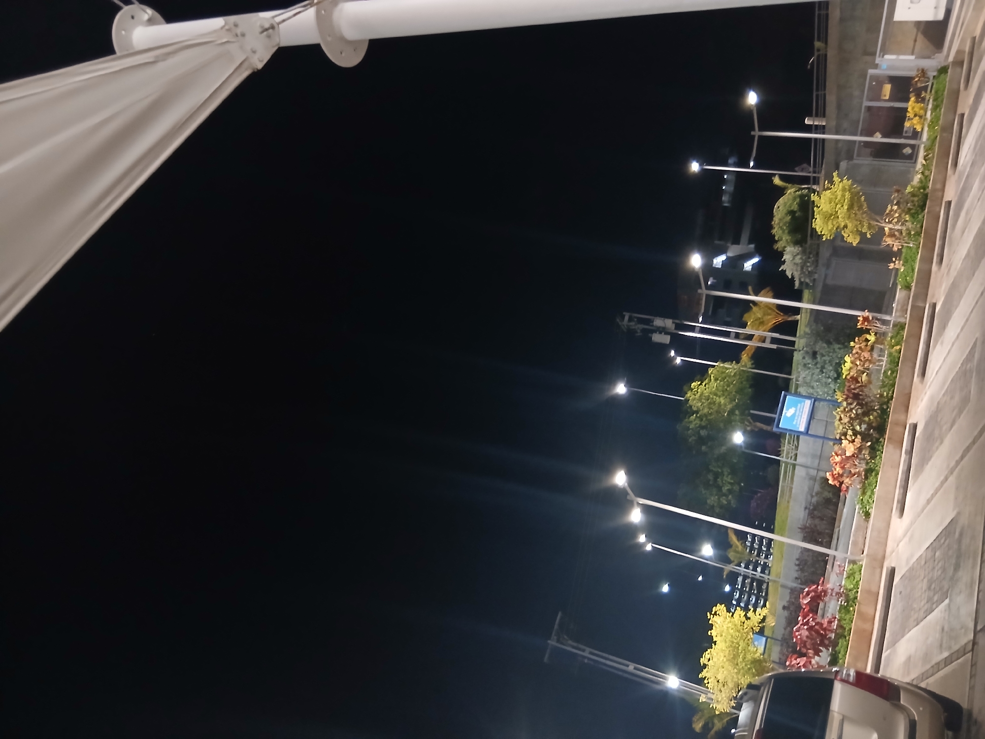 Nighttime scenes documented in Pampatar, Venezuela streets and architecture