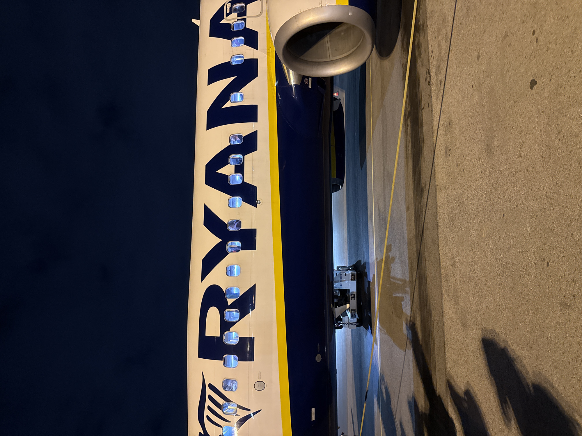 Ryanair passengers disembark during night arrival in Sofia