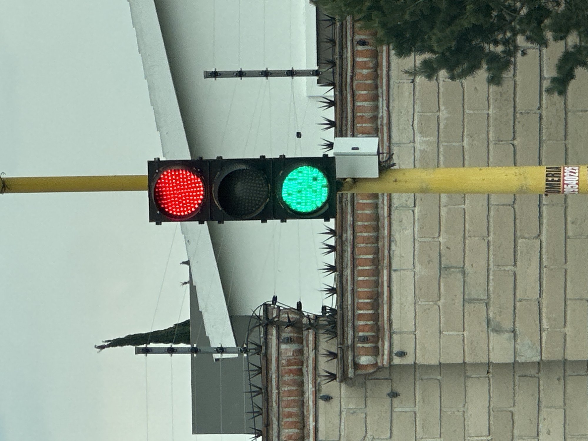 Traffic light shows red and green simultaneously in Mexico