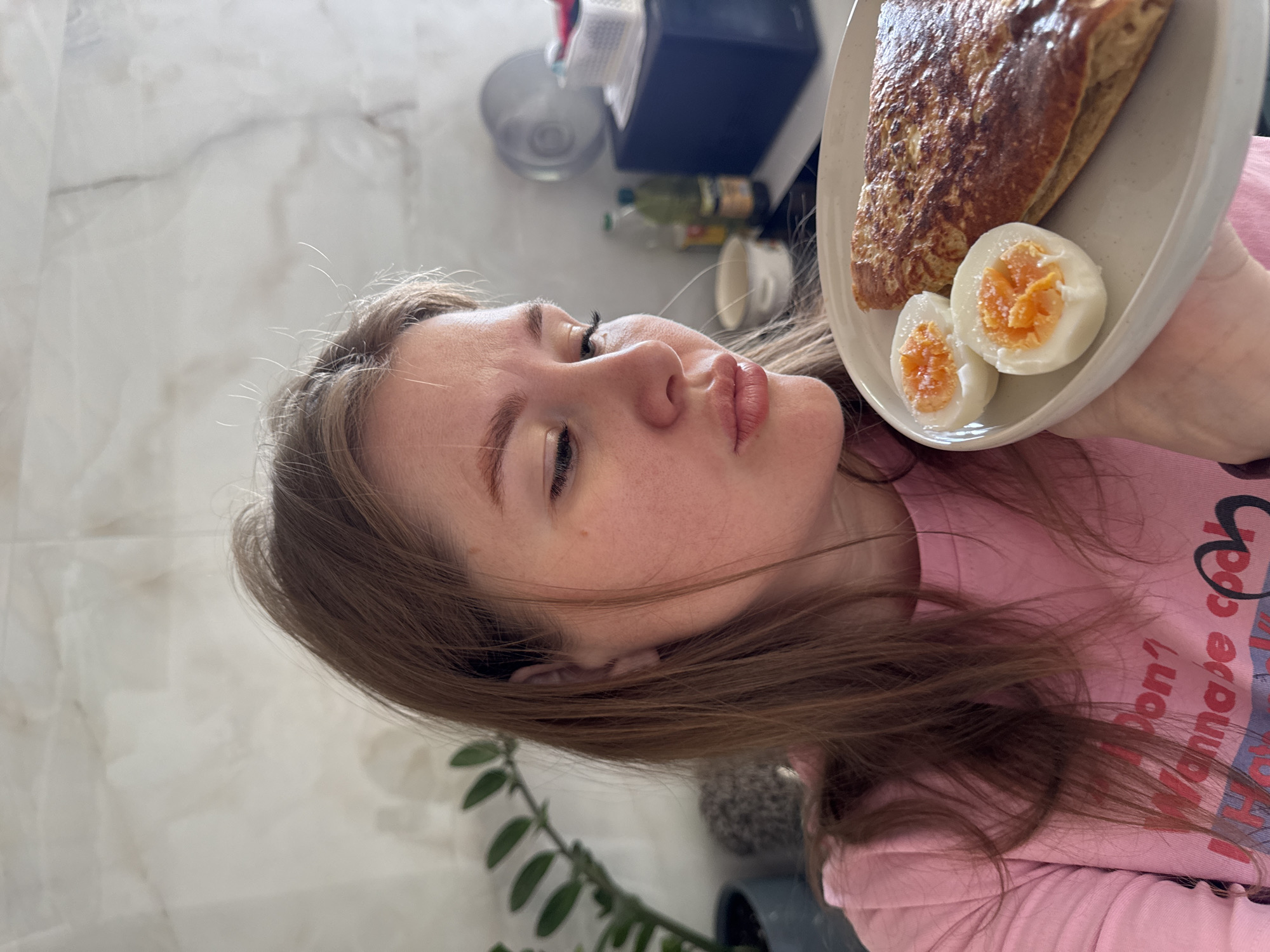 Family morning routine documented in Russian village home