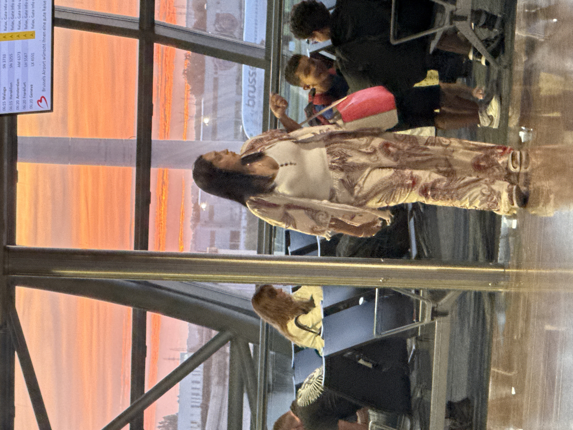 Sunset wait at Brussels Airport terminal gates