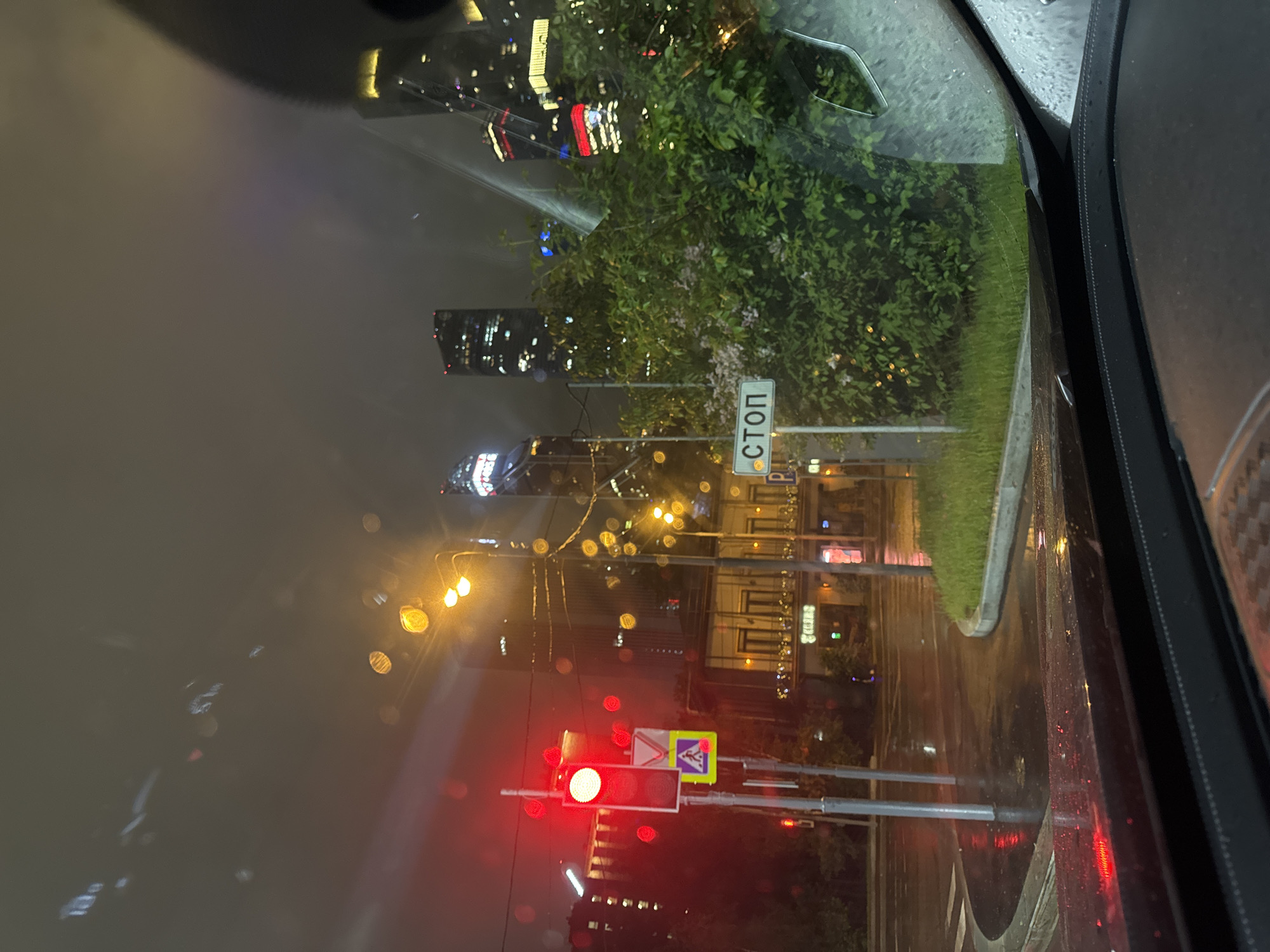 Rainy night drive through urban area captured by witness