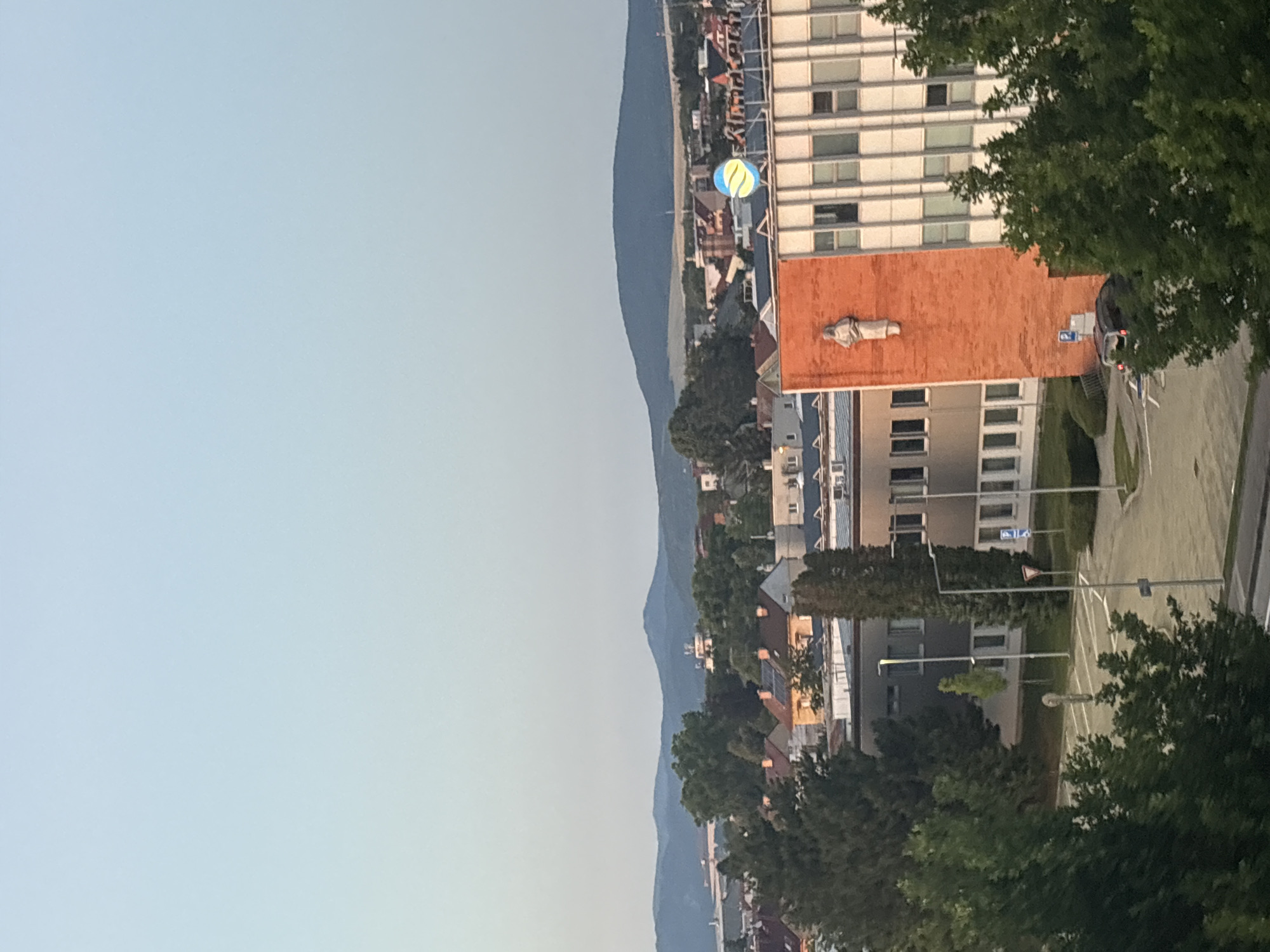 Clear afternoon in Piešťany, hot air balloon included