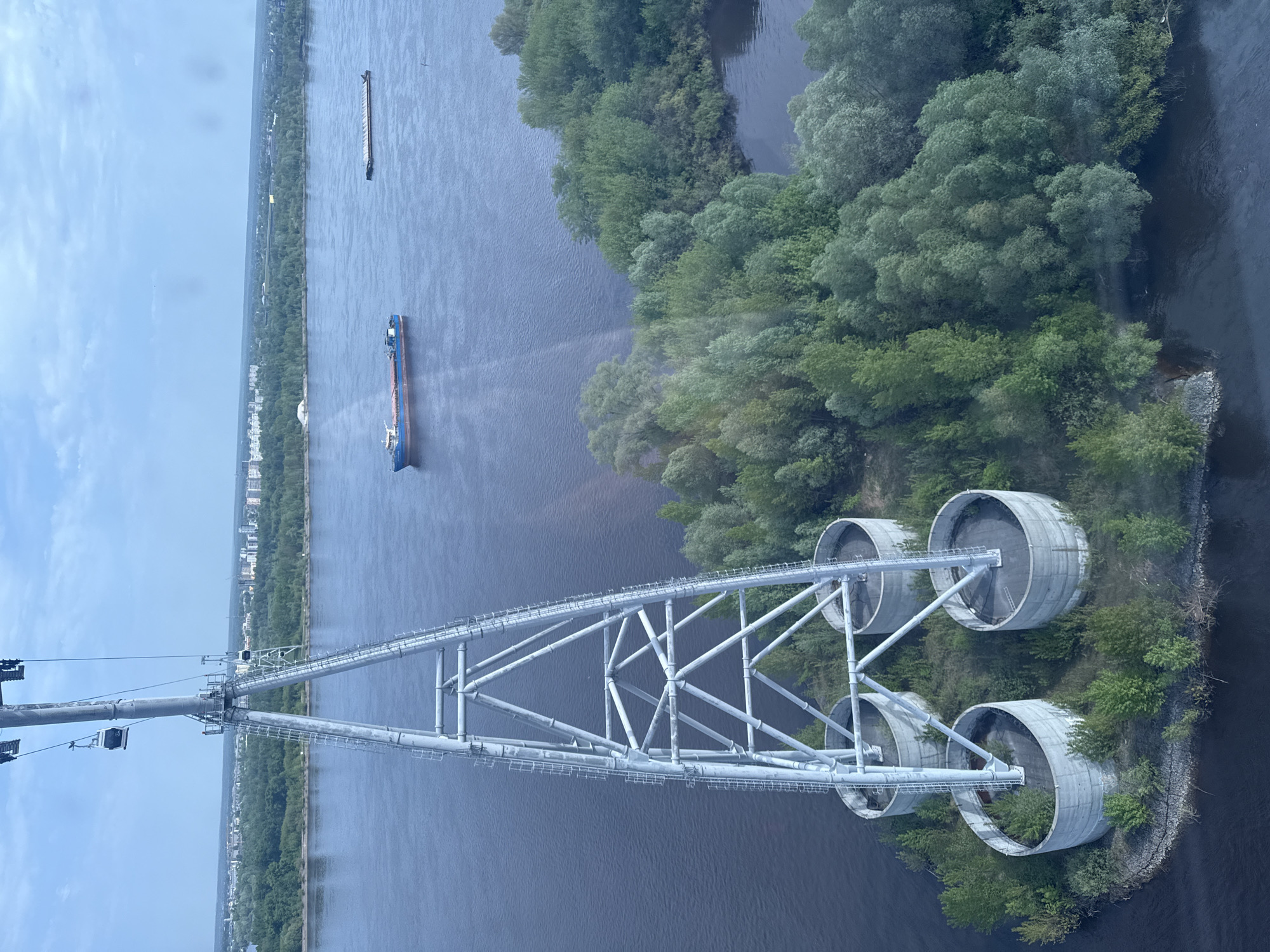 Cable car and cargo ship observed on Volga River