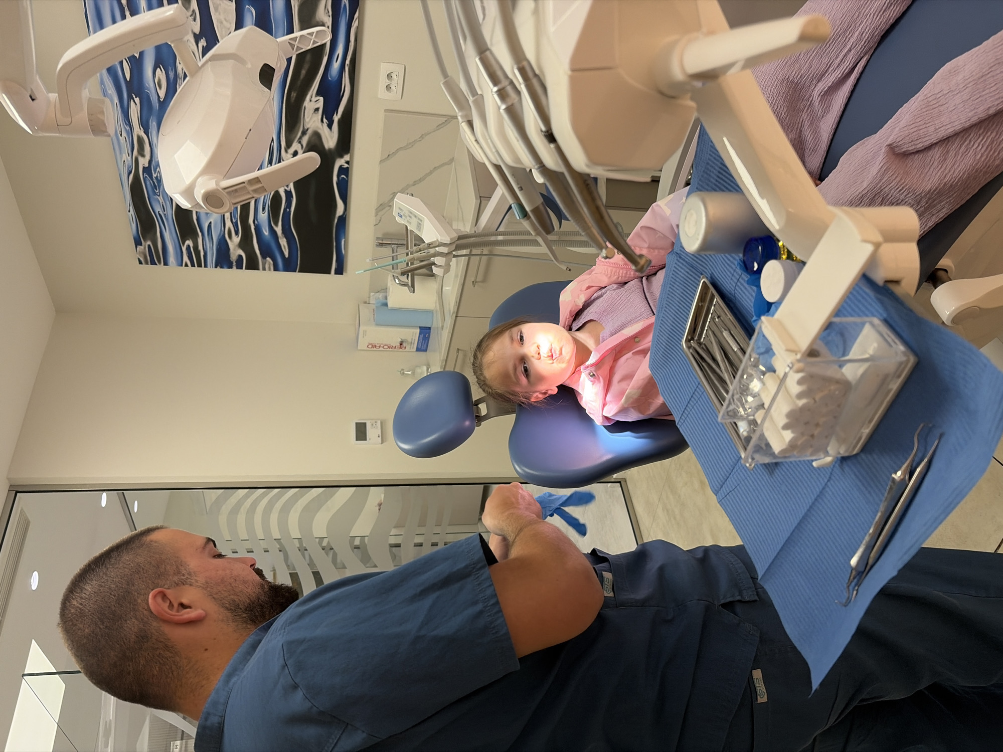 Child's dental visit documented by parent in Budva clinic