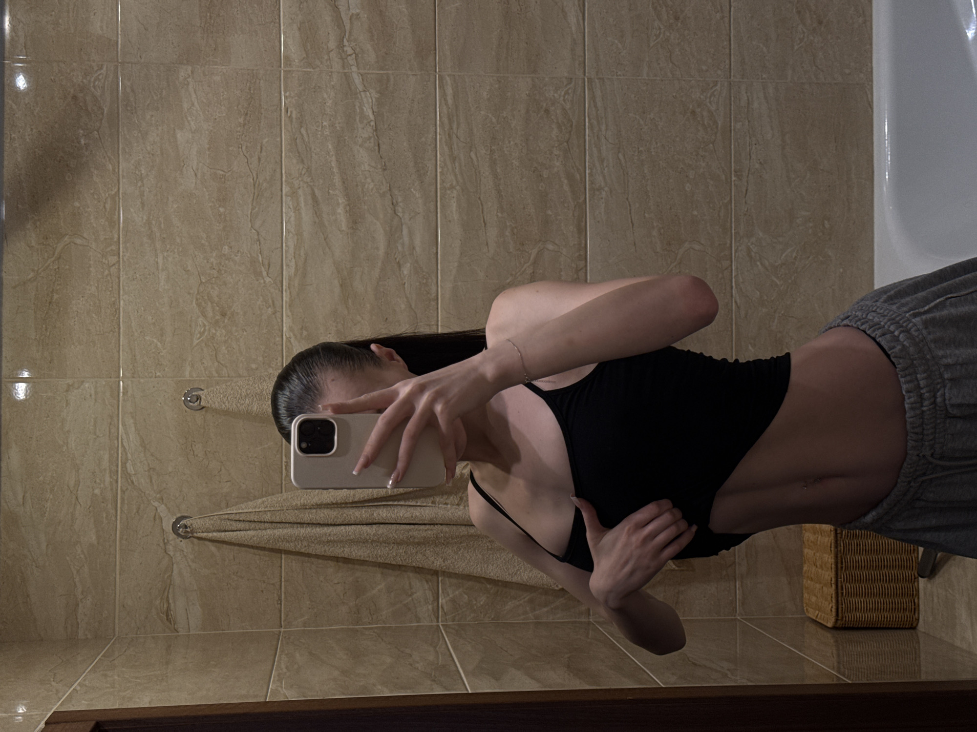 Bathroom mirror selfies in a Khimki apartment